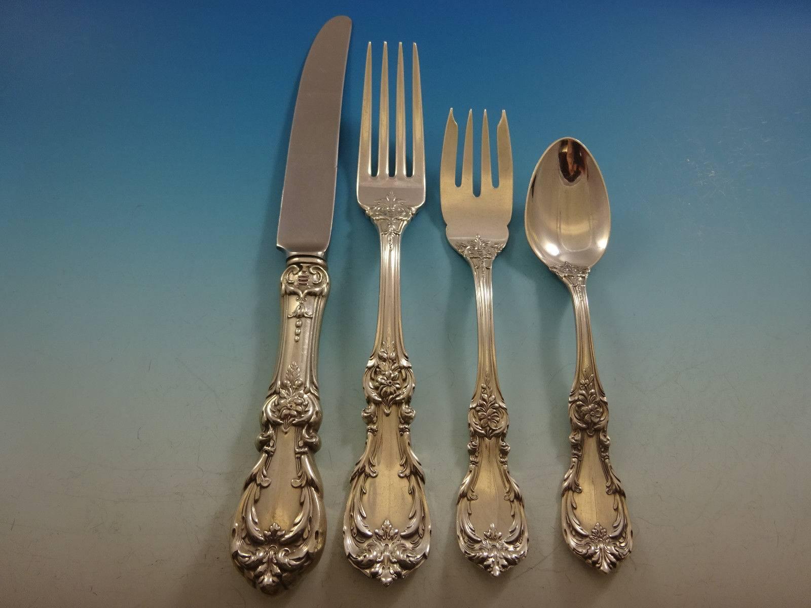 Burgundy by Reed & Barton Sterling Silver Flatware Set 12 Service Dinner 65 Pcs In Excellent Condition For Sale In Big Bend, WI