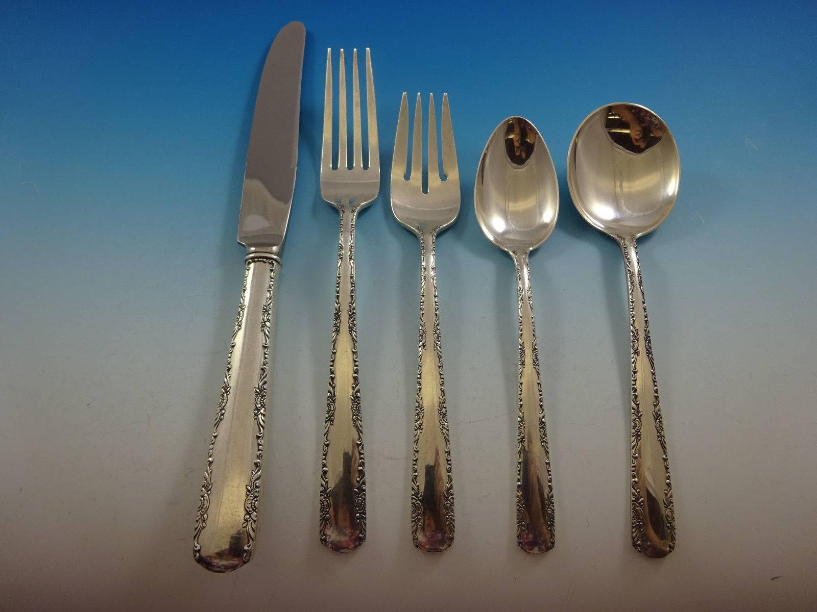 Camellia by Gorham Sterling Silver Flatware Set 12 Service Luncheon 76 Pieces In Excellent Condition For Sale In Big Bend, WI
