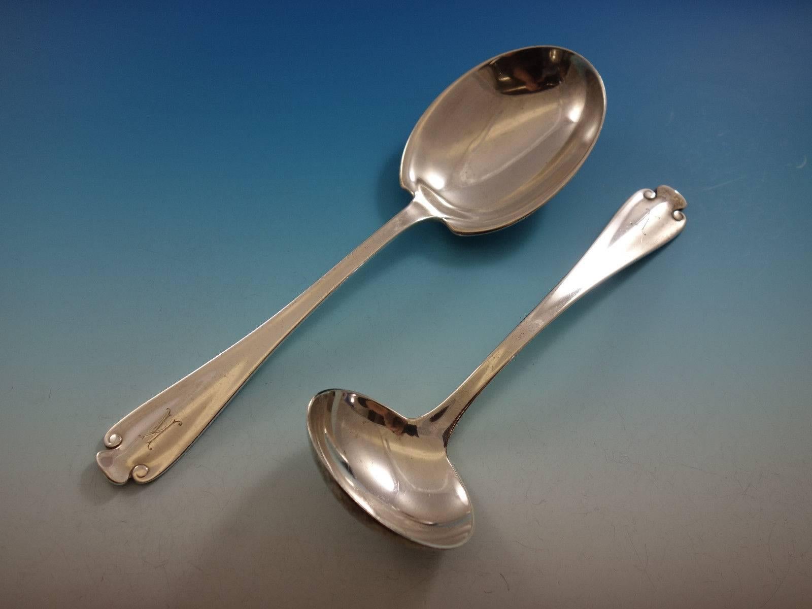 Argent sterling Ensemble de couverts en argent sterling Flamand par Tiffany & Co 12 Service 91 pièces Monogramme K en vente