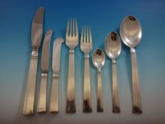 Blok Aka Acadia by Georg Jensen Sterling Silver Flatware Set Service 48 Pieces