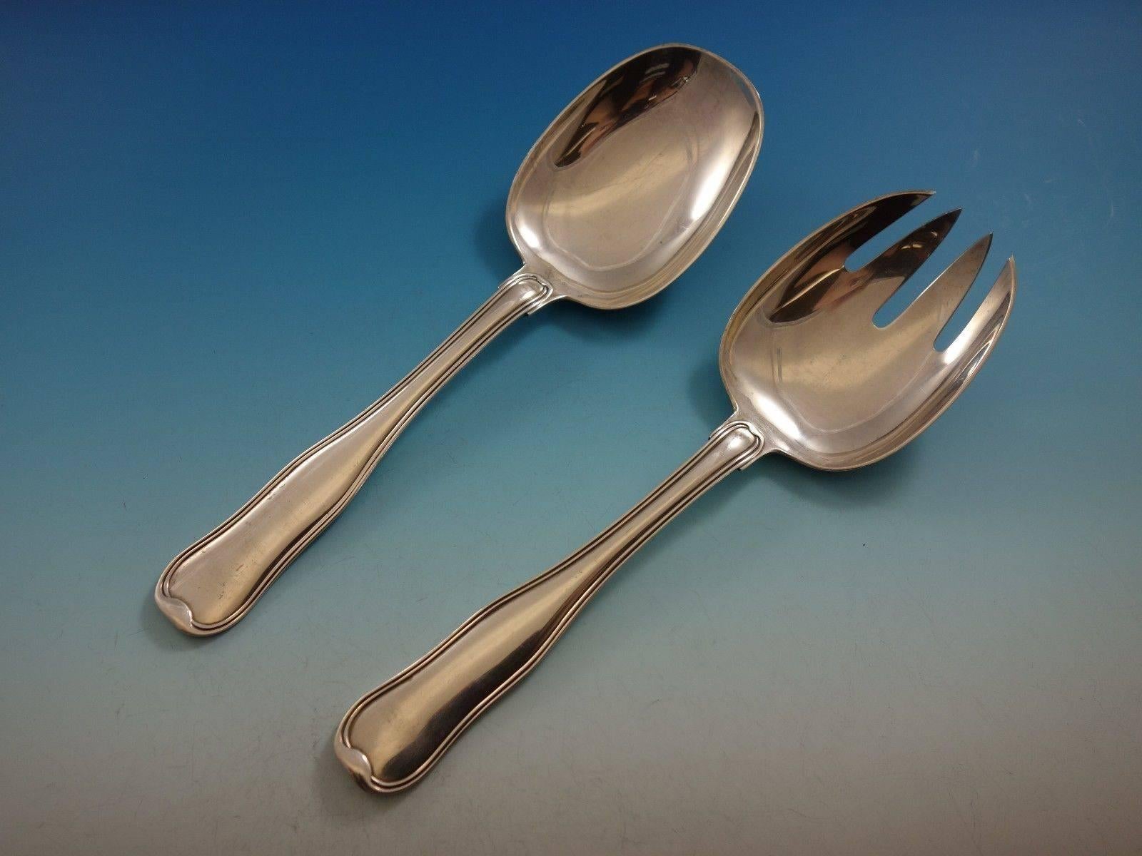 20th Century Old Danish by Georg Jensen Sterling Silver Flatware Set for 12 Service 66 Pieces For Sale
