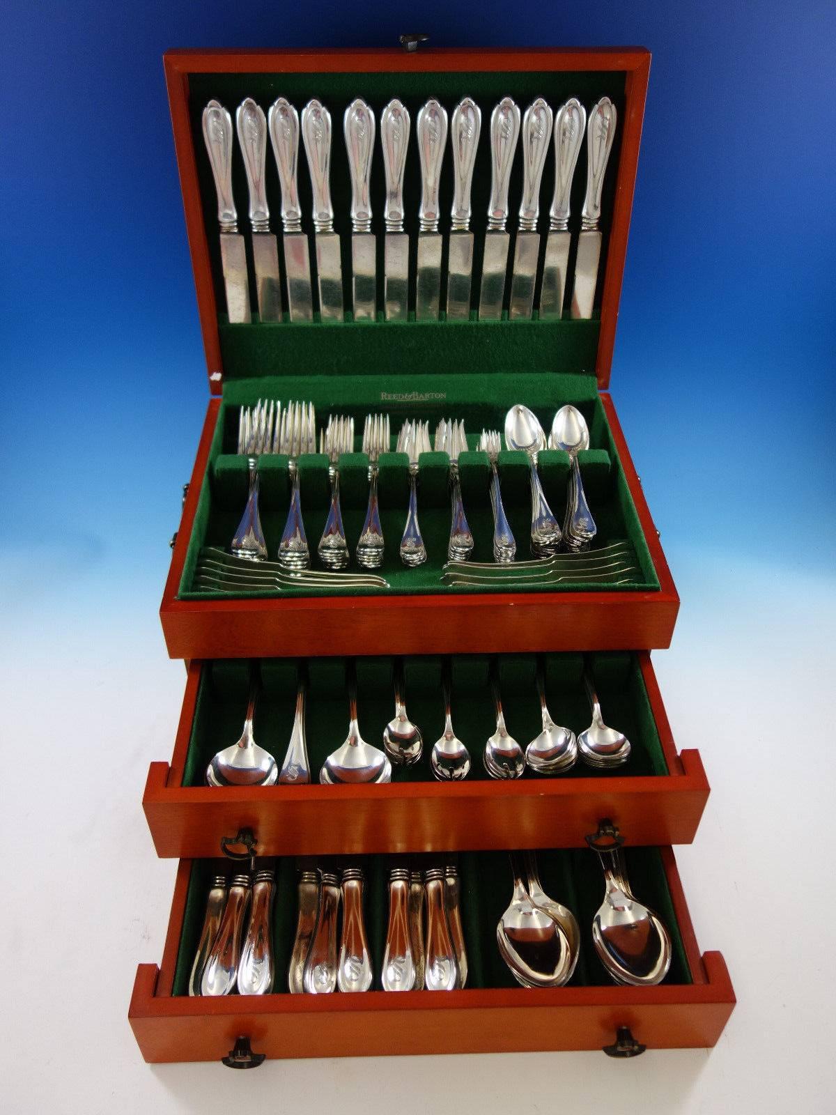 Rare Springfield by Unger Bros, circa 1900 sterling silver dinner and luncheon flatware set of 156 pieces. Matching 