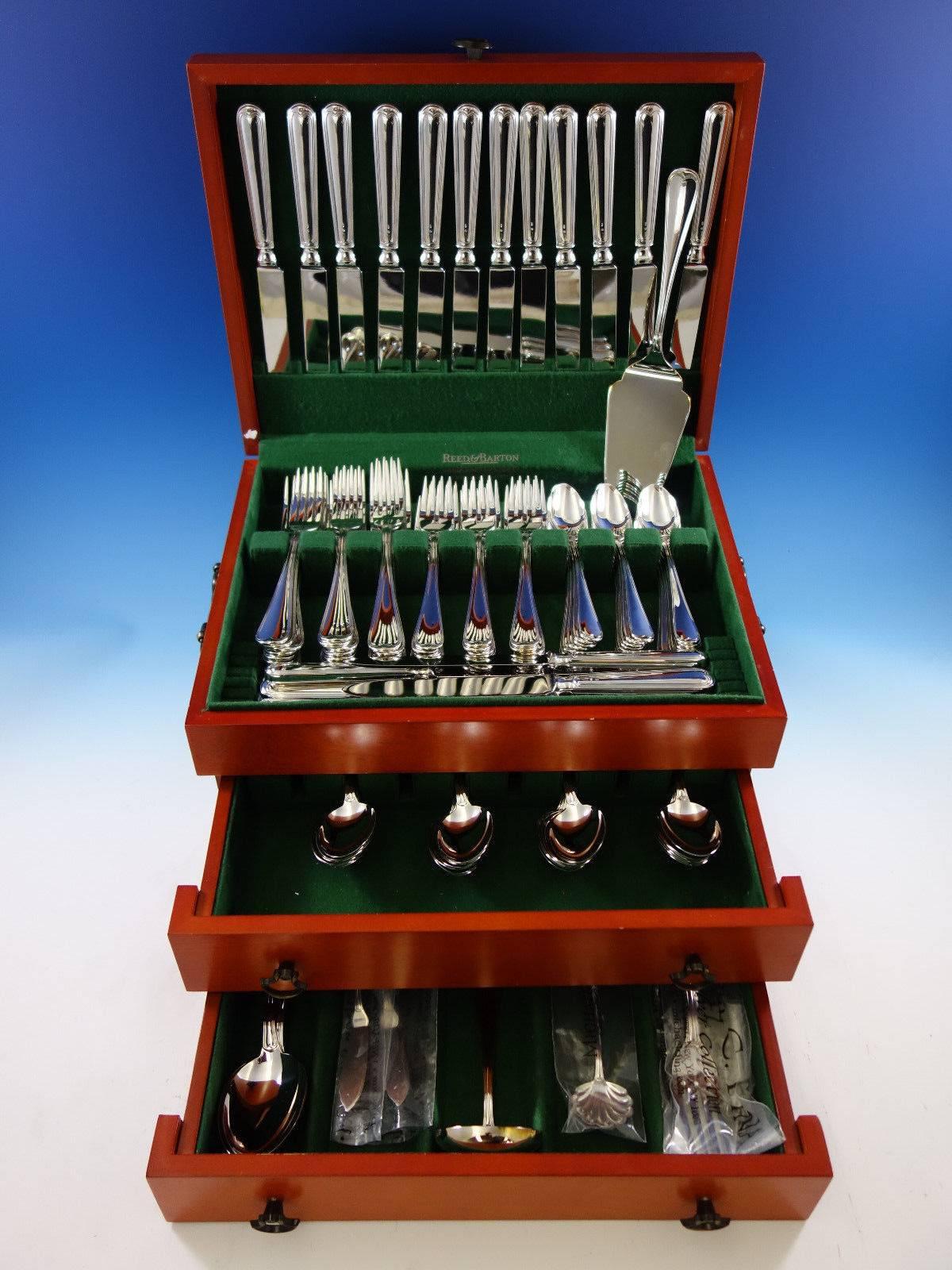 Mauriziano proposes a superbly revisited classic threaded style that makes it suitable for any table setting.

Monumental Dinner Size Maurizano by Schiavon Italy (Retailed by Fina) Italian Sterling Silver Flatware set - 129 pieces. This set