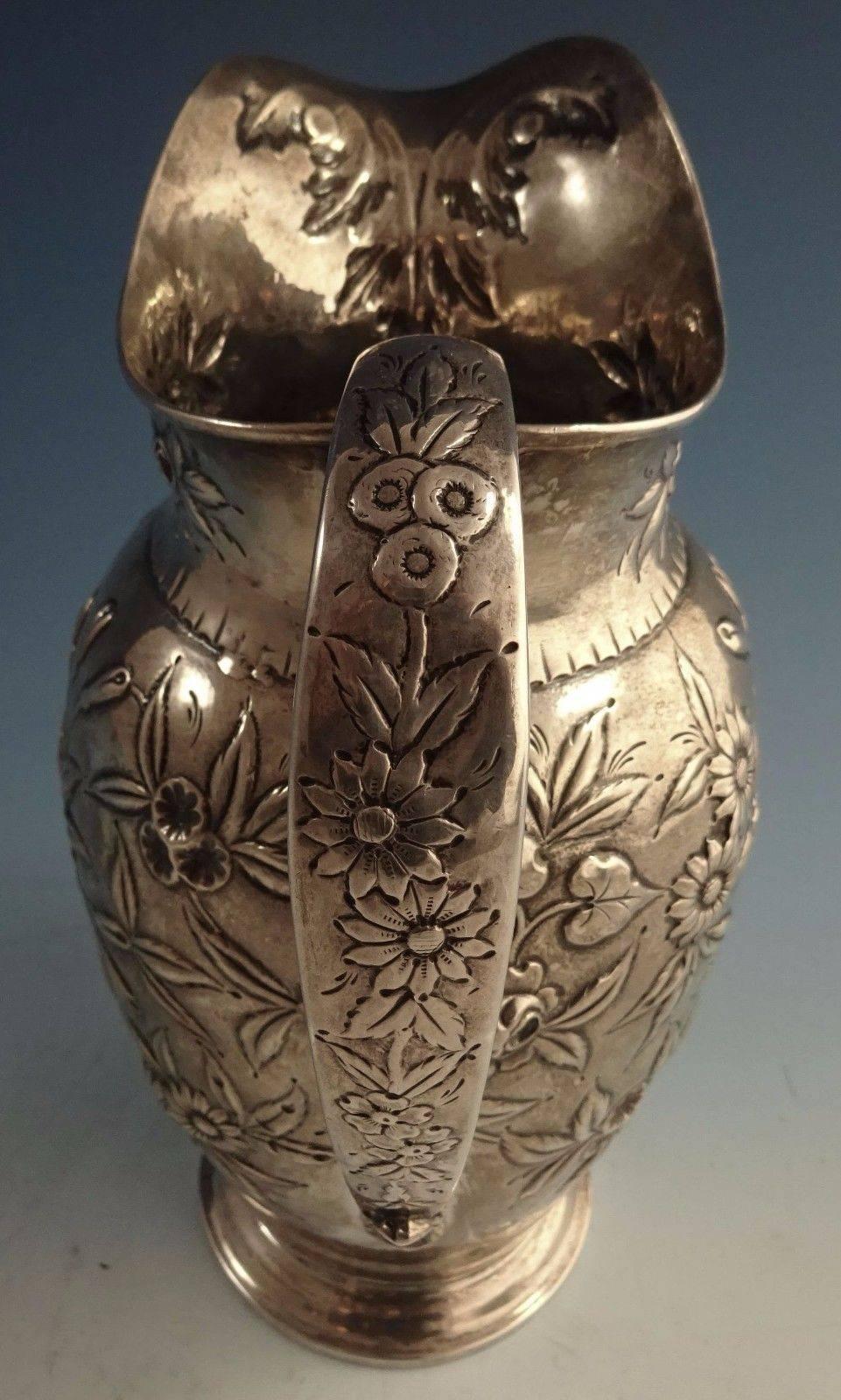 Repousse by Kirk Sterling Silver Water Pitcher, Marked In Excellent Condition In Big Bend, WI