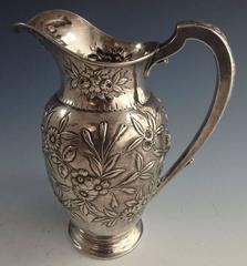 Repousse by Kirk Sterling Silver Water Pitcher, Marked