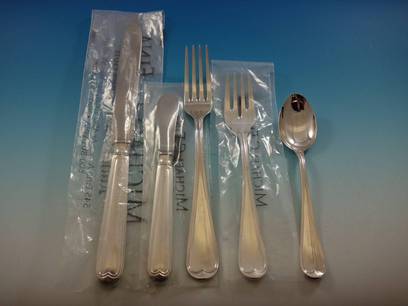 Maurizano, Schiavon Italy Sterling Silver Flatware Set of Eight Dinner 46 Pcs In Excellent Condition In Big Bend, WI
