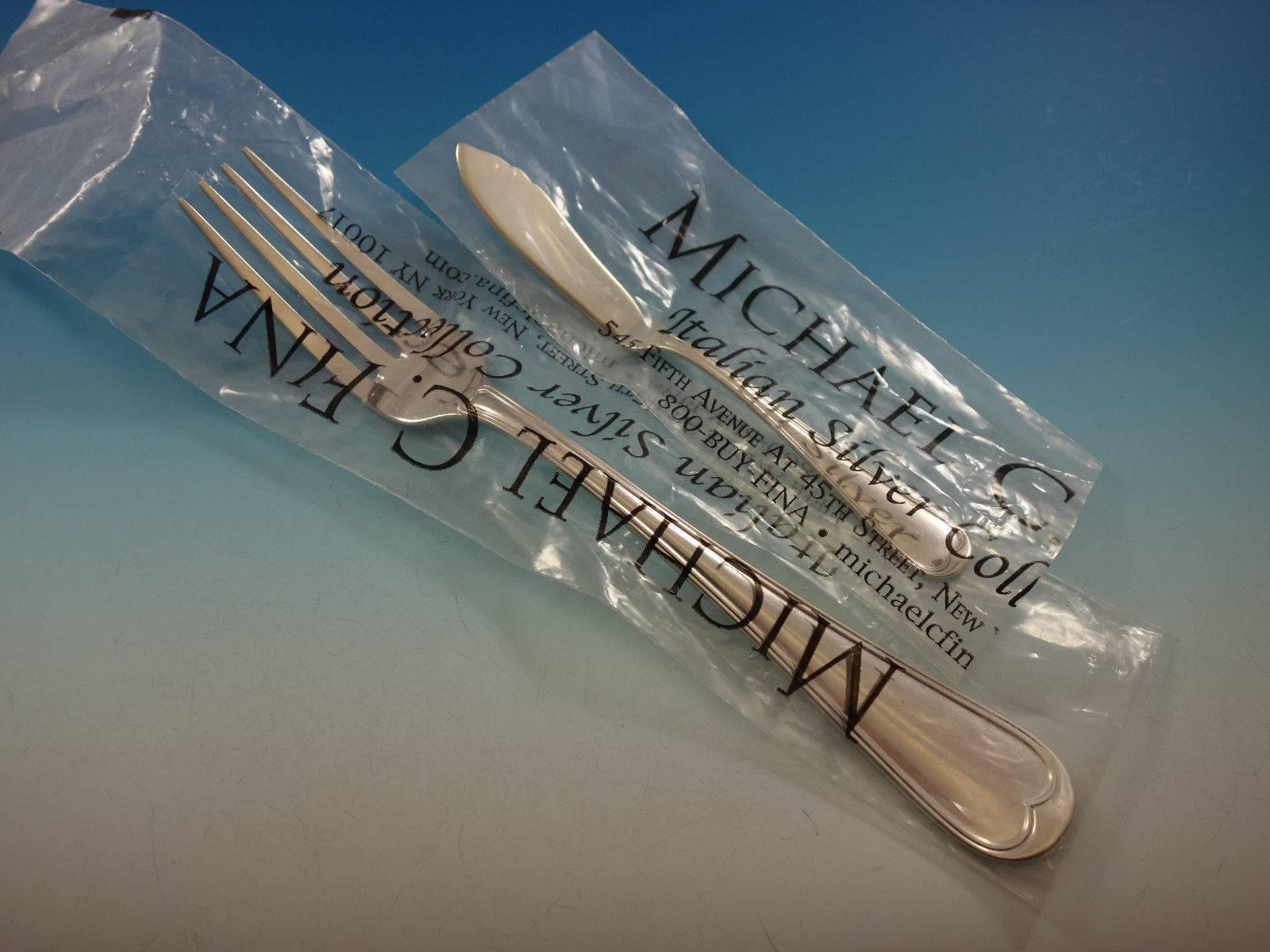 20th Century Maurizano by Schiavon Italy Sterling Silver Flatware Set for 12 Dinner 66 Pc New