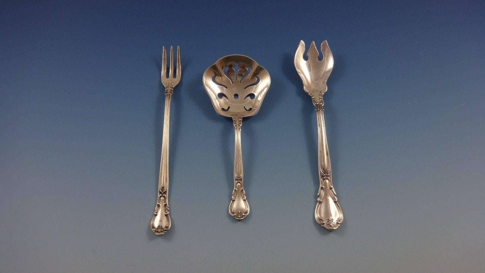 19th Century Chantilly by Gorham Sterling Silver Flatware Set 8 Service Luncheon 78 Pieces For Sale