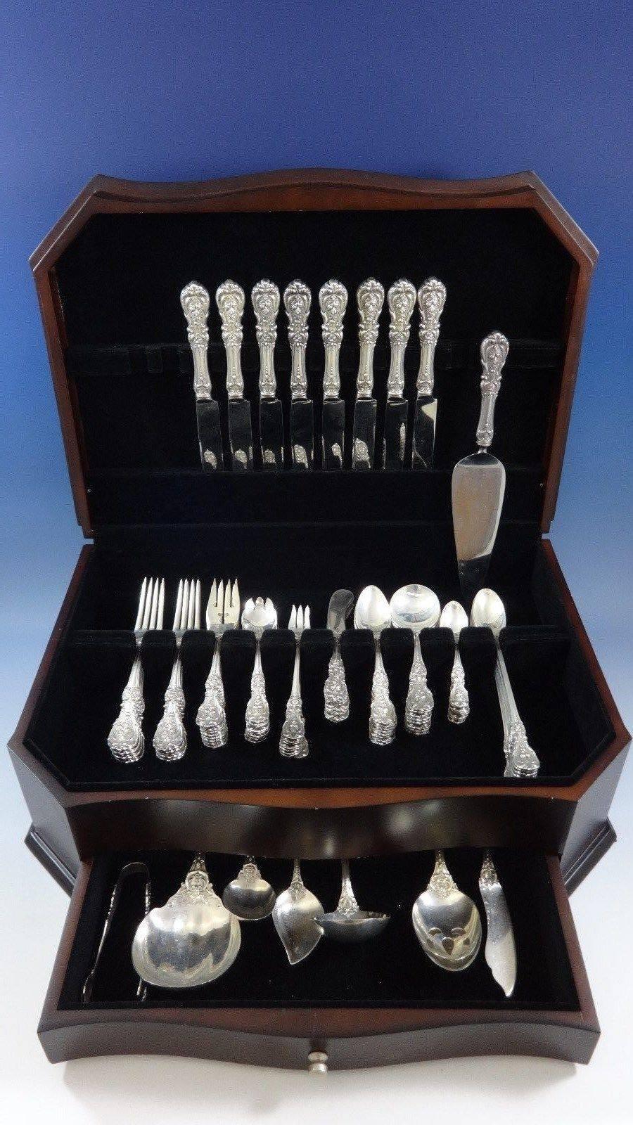 Beautiful Old mark FRANCIS I BY REED & BARTON Sterling Silver flatware set -  87 pieces. This set includes:

8 KNIVES, FRENCH BLADES, 9 1/4