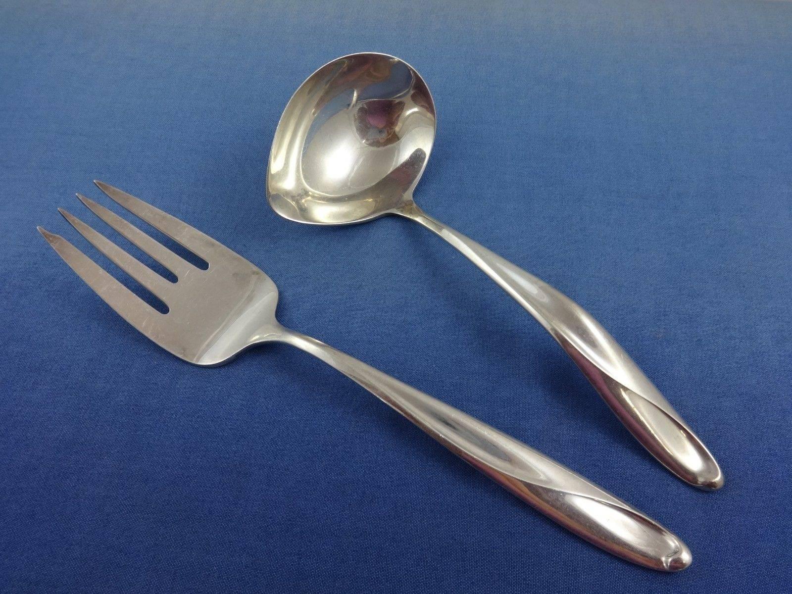 20th Century Silver Sculpture by Reed & Barton Sterling Silver Flatware Set 12 Service