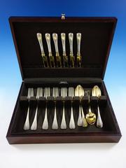 German 800 Silver Flatware Dessert Set Service 18 Pieces Vintage Bird and Wreath