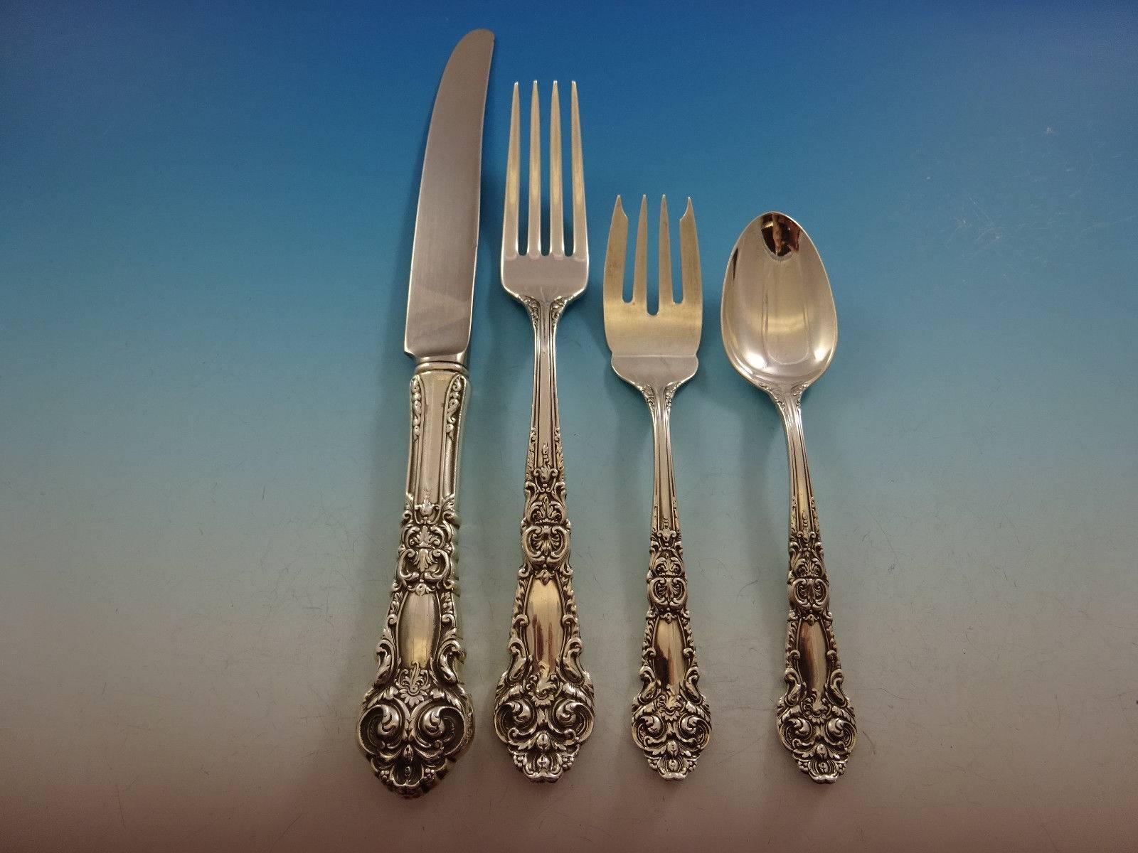 20th Century French Renaissance Reed & Barton Sterling Silver Flatware Set Eight Service