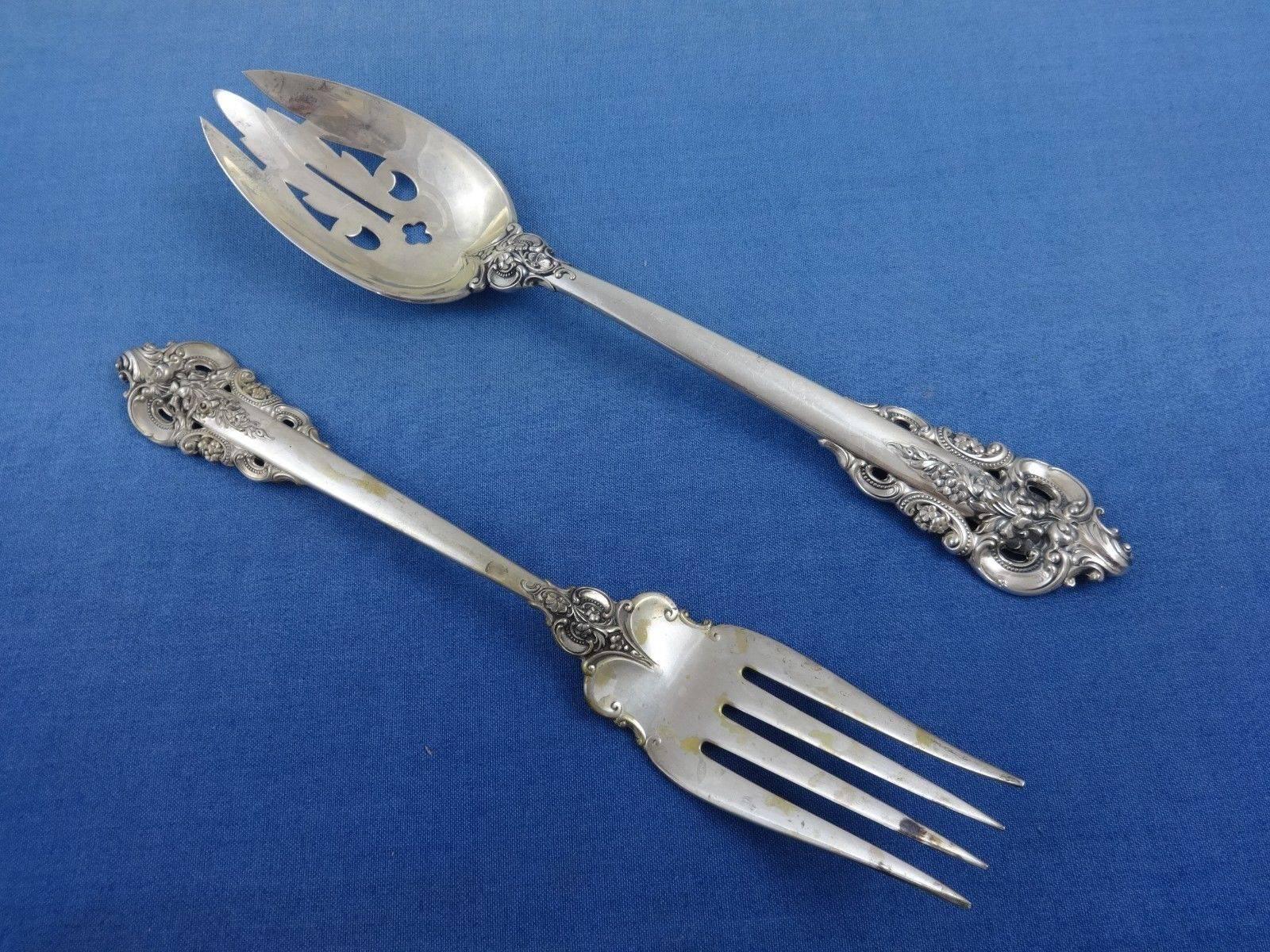 20th Century Grande Baroque by Wallace Sterling Silver Flatware Set Service Dinner 66 Pieces  For Sale