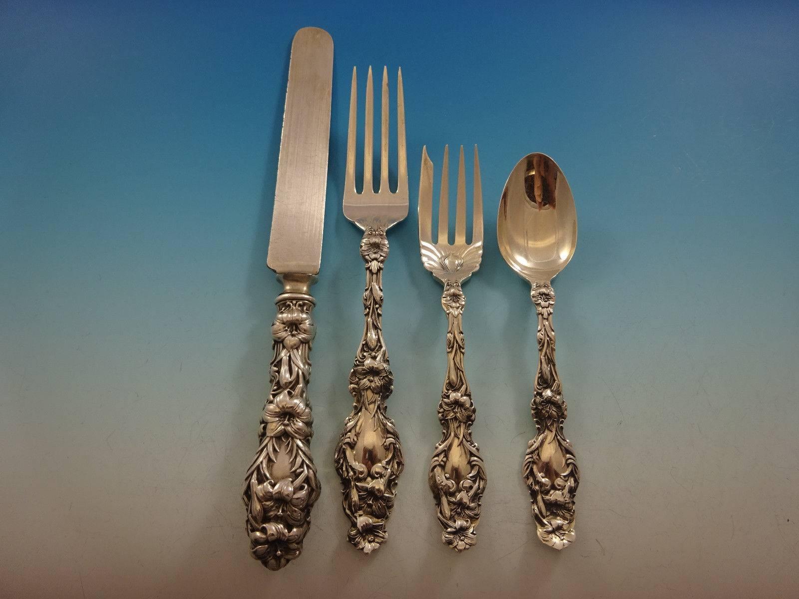 Lily by Whiting Sterling Silver Flatware Set for 8 Service 34 Pieces Dinner Size In Excellent Condition In Big Bend, WI