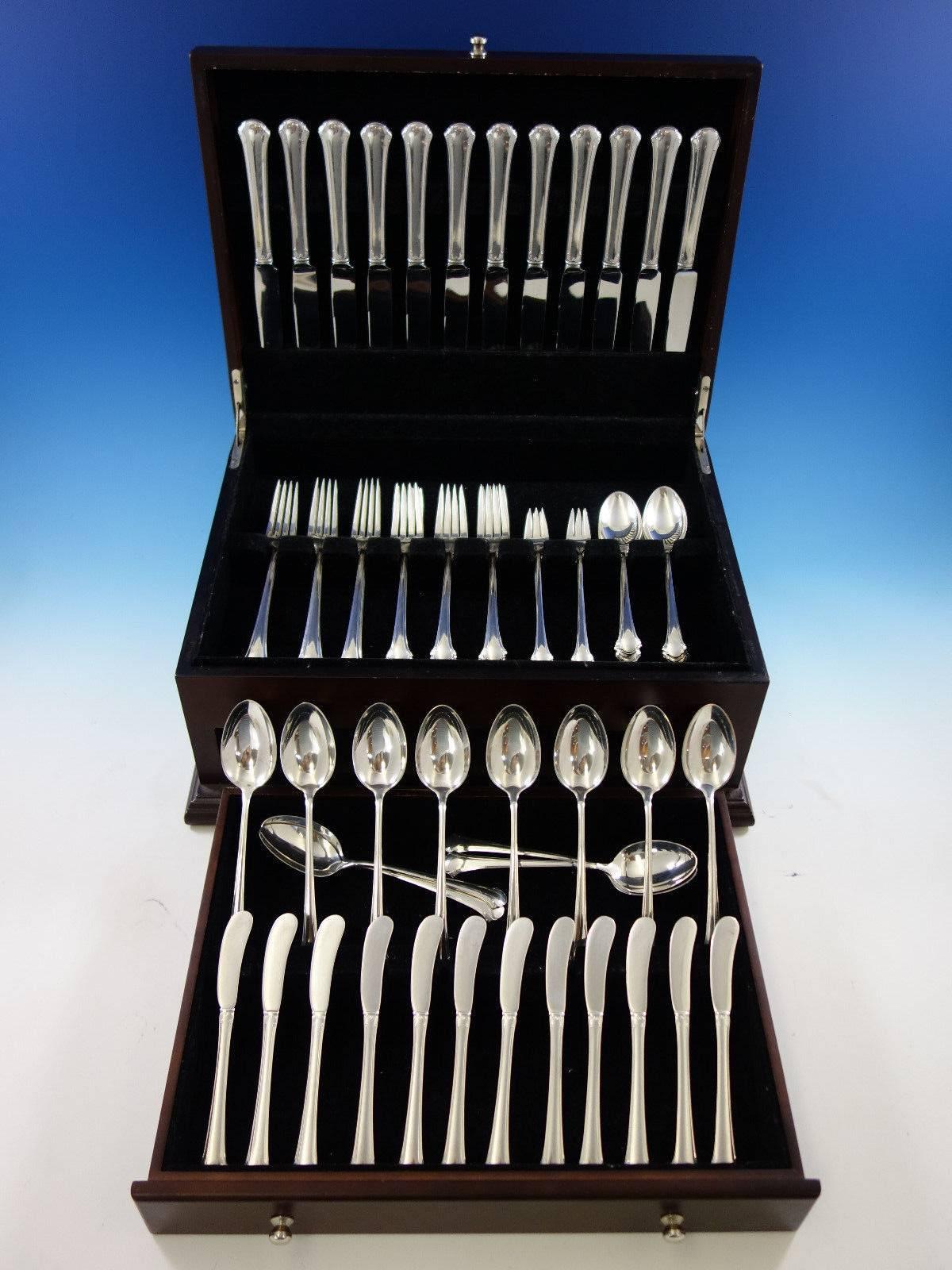 Chippendale by Towle sterling silver flatware set of 84 pieces. This set includes: 

12 Knives, 8 3/4