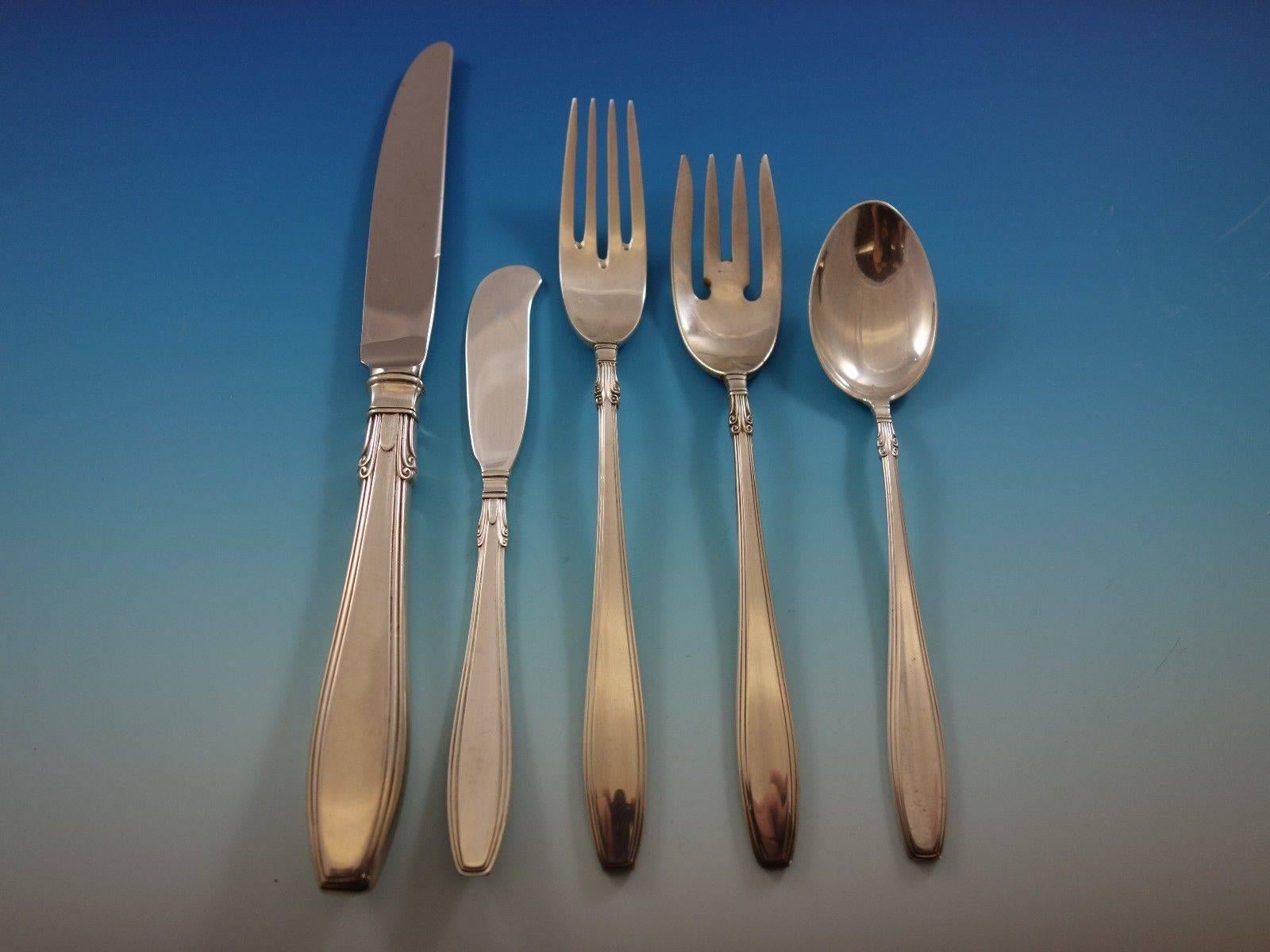 Nocturne by Gorham sterling silver flatware set of 245 pieces. This set includes: 
48 knives, 8 7/8