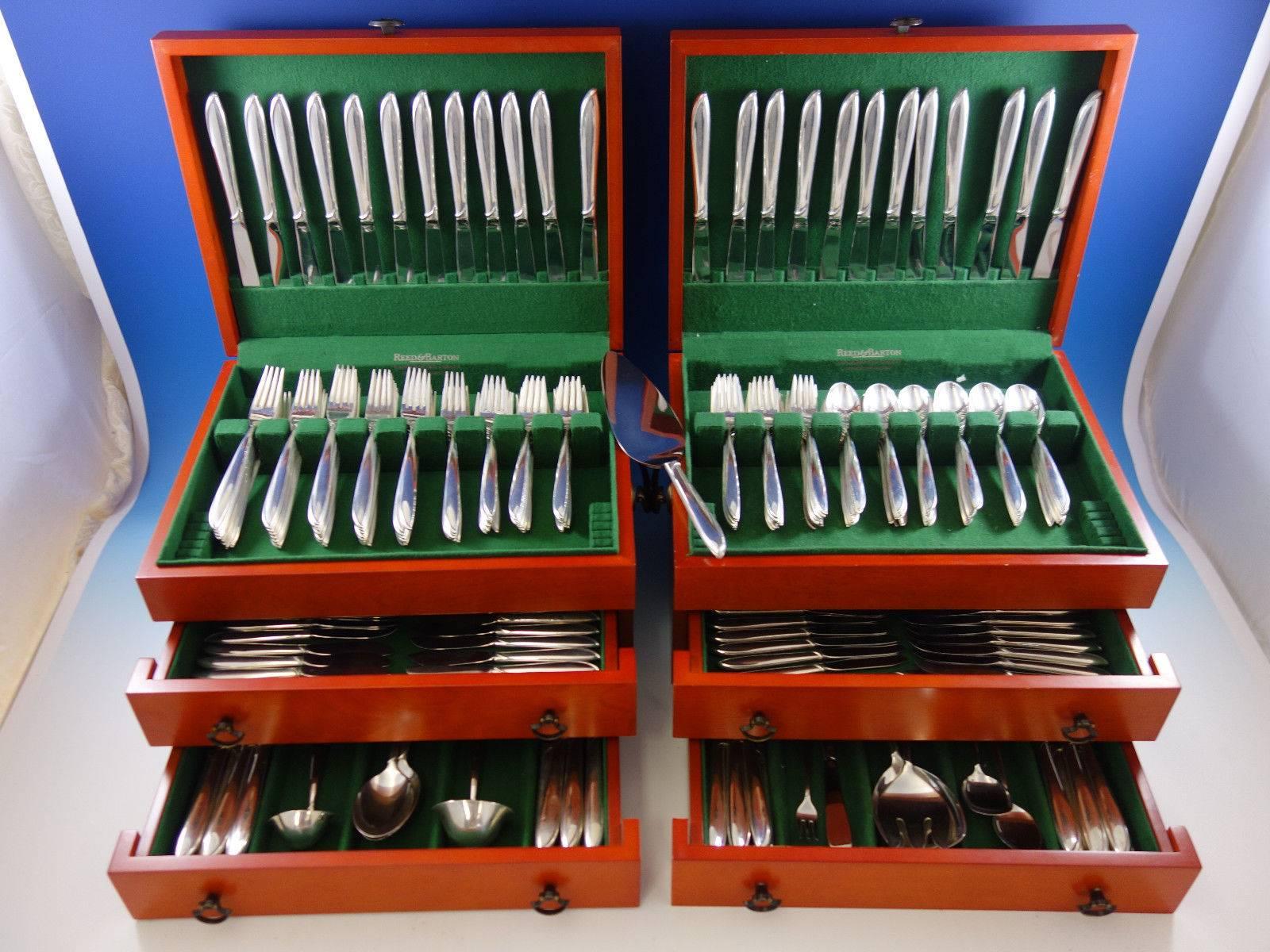 Silver Rhythm by International Sterling Silver Flatware set - 251 pieces. This large set for 48 includes: 
48 Knives, 9 1/4