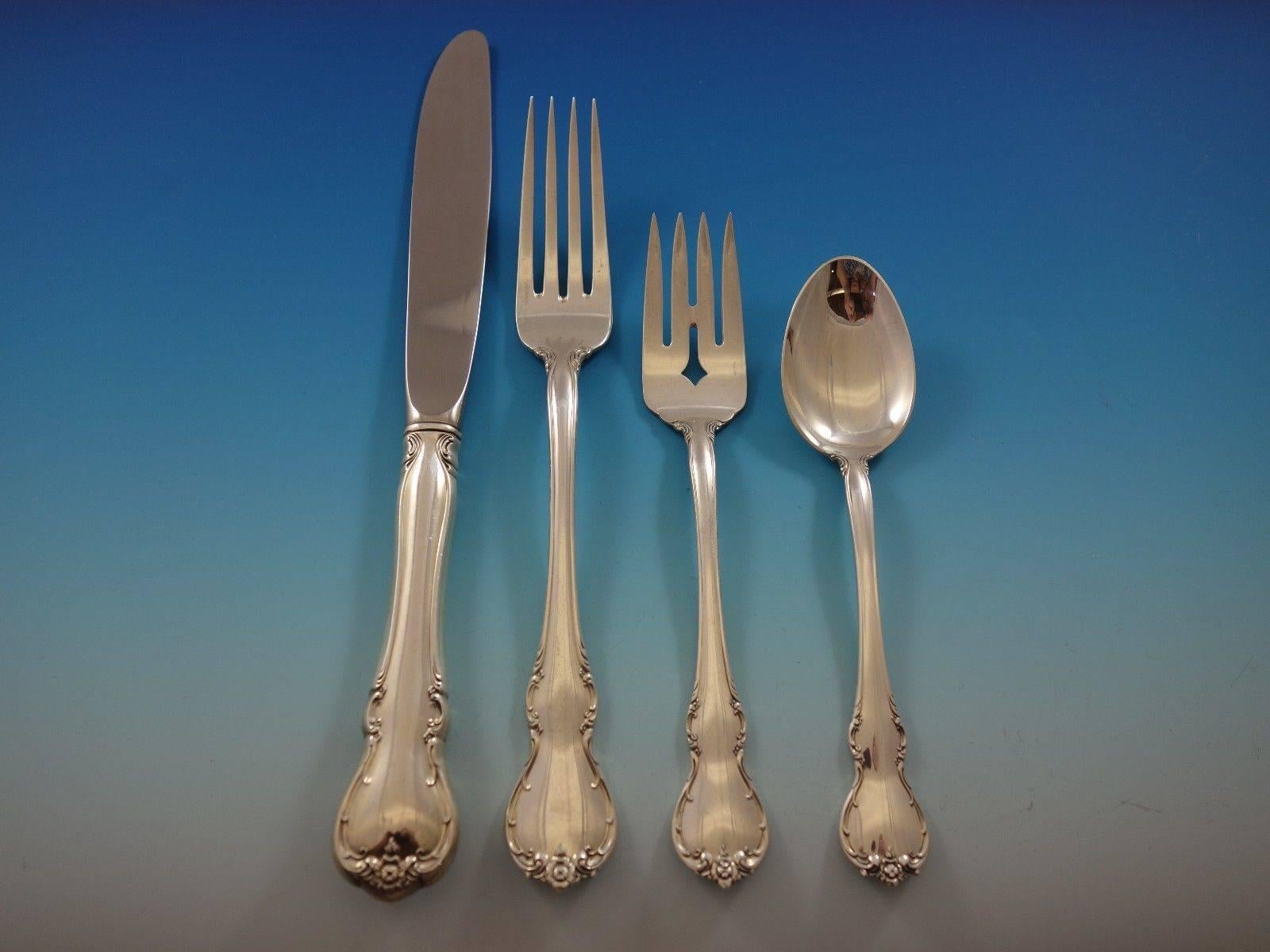 French Provincial by Towle Sterling Silver Flatware Set 6 Service Luncheon 32Pc In Excellent Condition In Big Bend, WI