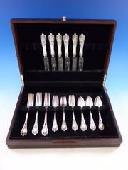 Monticello by Lunt Sterling Silver Flatware Set for 6 Service 24 Pieces "L" Mono