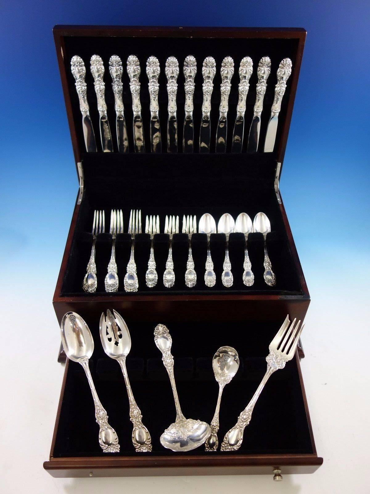 Lucerne by Wallace sterling silver flatware set - 53 pieces. This set includes: 

12 knives, 9