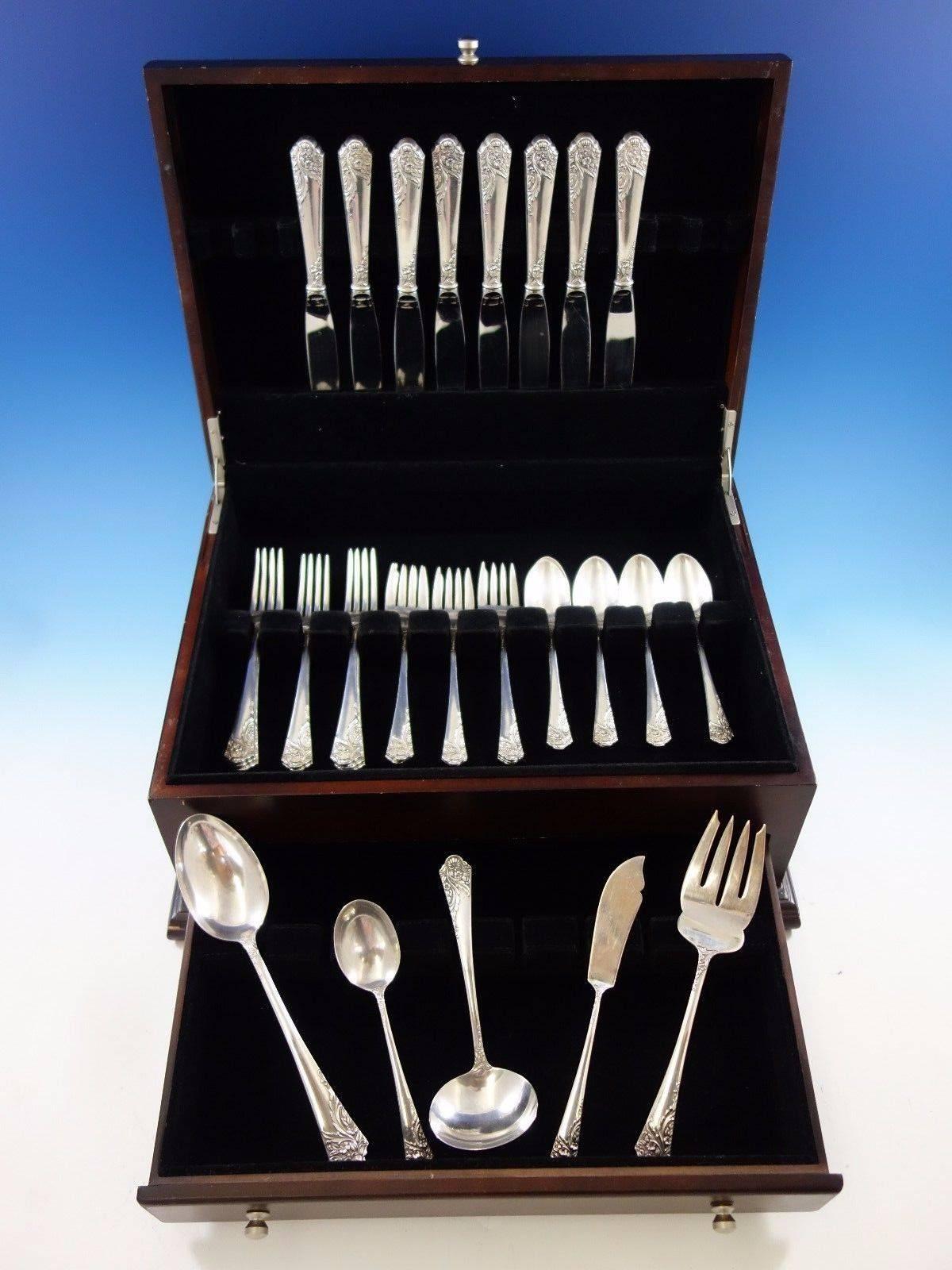 Ecstasy by amston sterling silver flatware set of 37 pieces. This set includes:

Eight knives, 9
