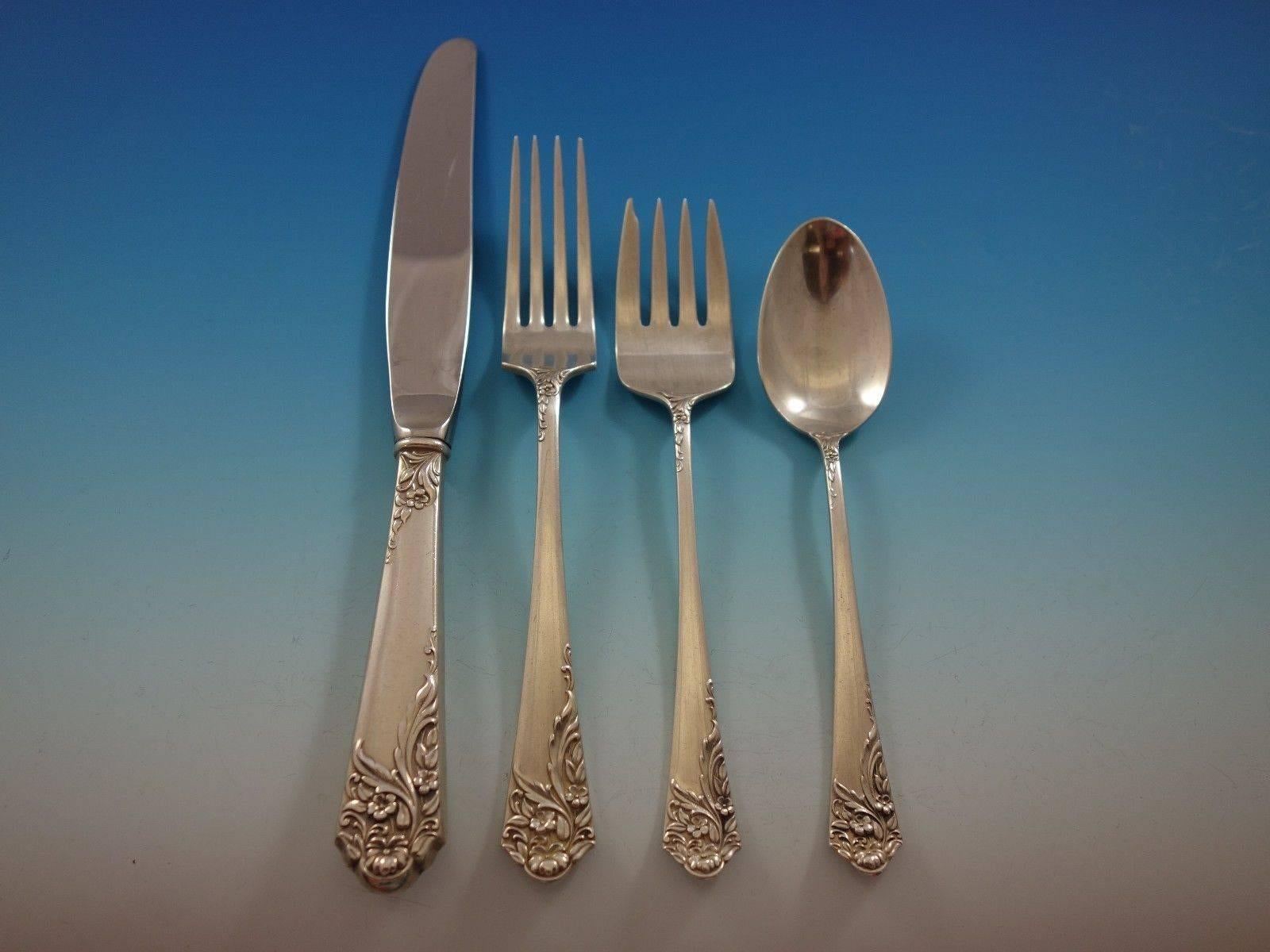 Ecstasy by Amston Sterling Silver Flatware Set for 8 Service Luncheon 37 Pieces In Excellent Condition In Big Bend, WI