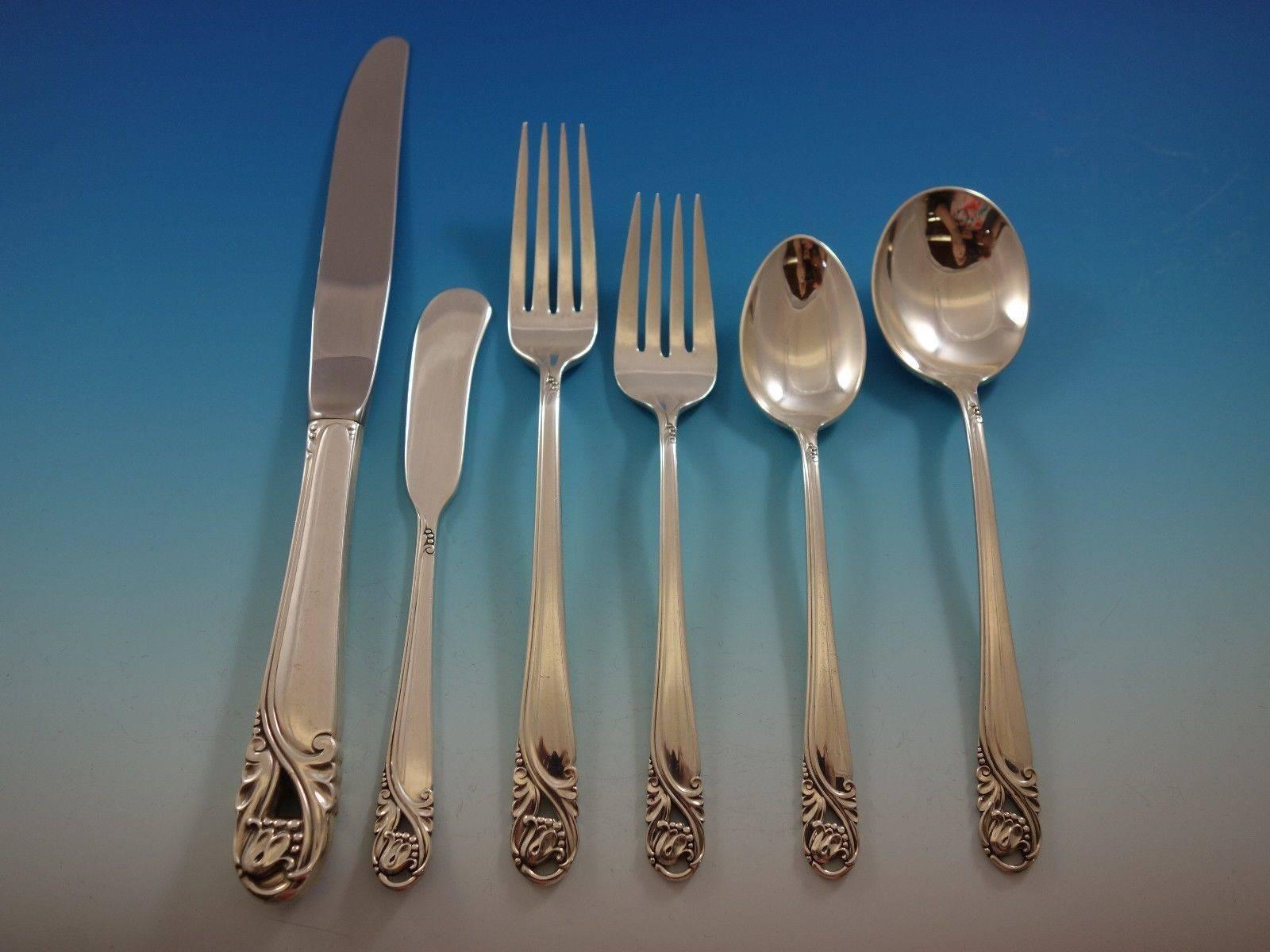 Ensemble de couverts en argent sterling Spring Glory par International pour 12 personnes, 80 pièces Excellent état - En vente à Big Bend, WI