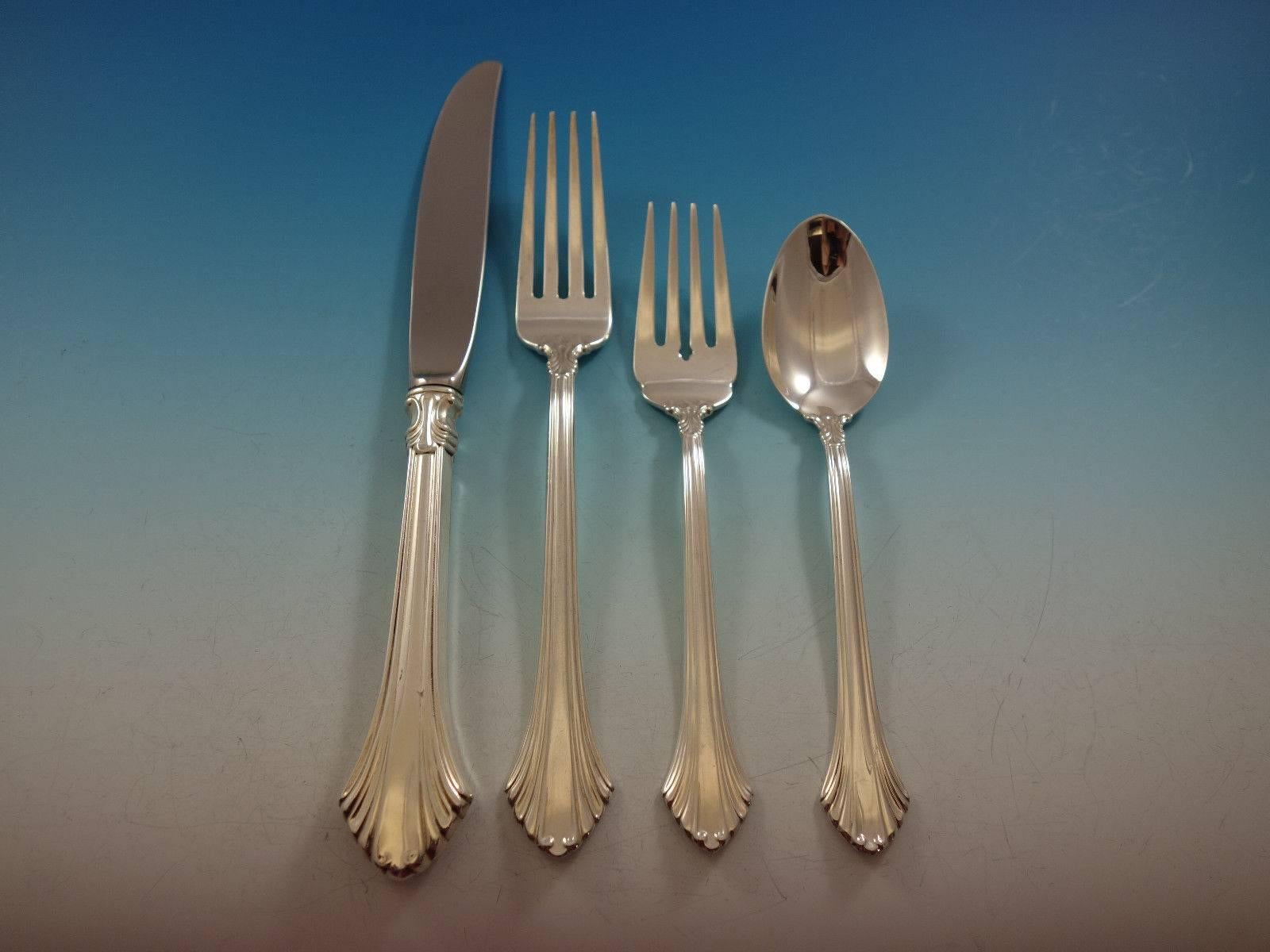 French Regency by Wallace Sterling Silver Flatware Set of 12 Service 48 Pieces In Excellent Condition For Sale In Big Bend, WI