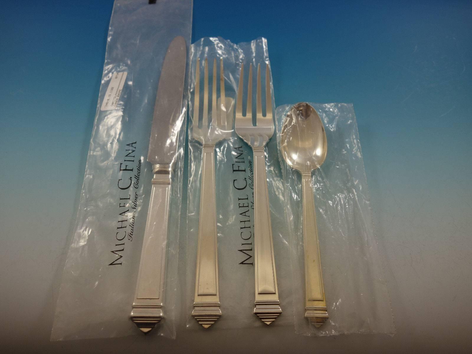 Capitol by Greggio Italy Sterling Silver Flatware Set Dinner Size 20 Pcs New In Excellent Condition In Big Bend, WI