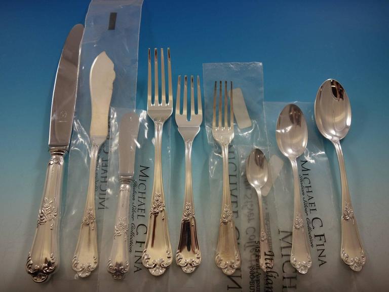 Floreal by Zaramella Italy Sterling Silver Flatware Set 8 Dinner Size