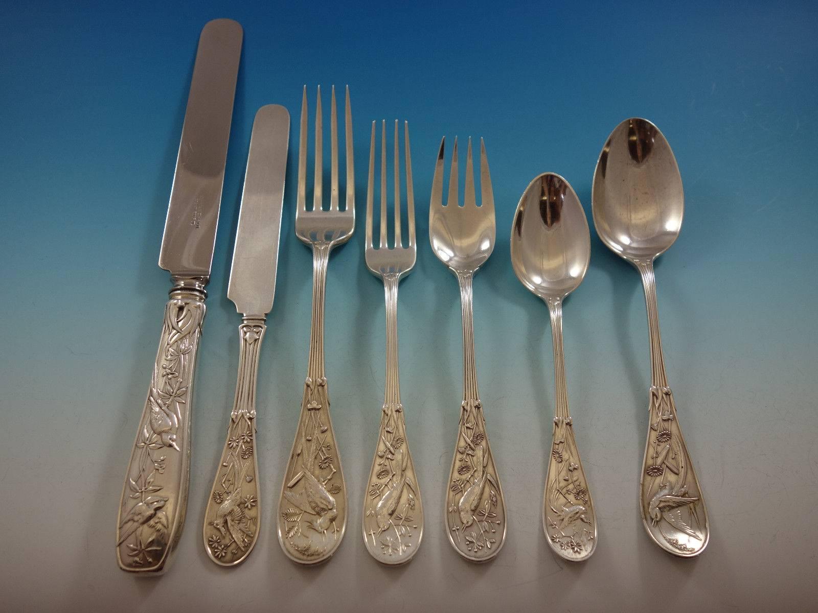 Japanese by tiffany & co. Sterling silver flatware set. This set includes: 8 dinner size knives, 10 1/4