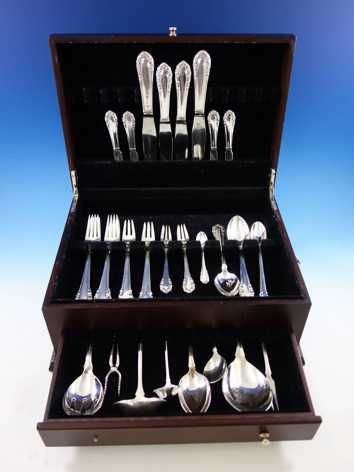 Lily of the valley by georg jensen sterling silver flatware set - 41 pieces. This set includes: 4 dinner knives, (2 sizes) 2- 9 1/8