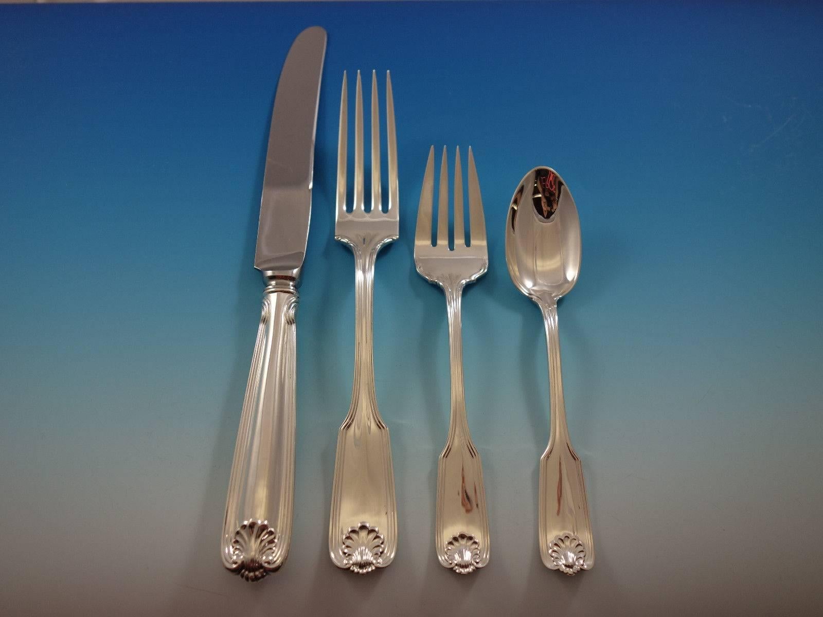 Dinner size Benjamin Franklin by Towle sterling silver flatware set - 63 pieces. this set includes: 

12 dinner knives, 9 5/8