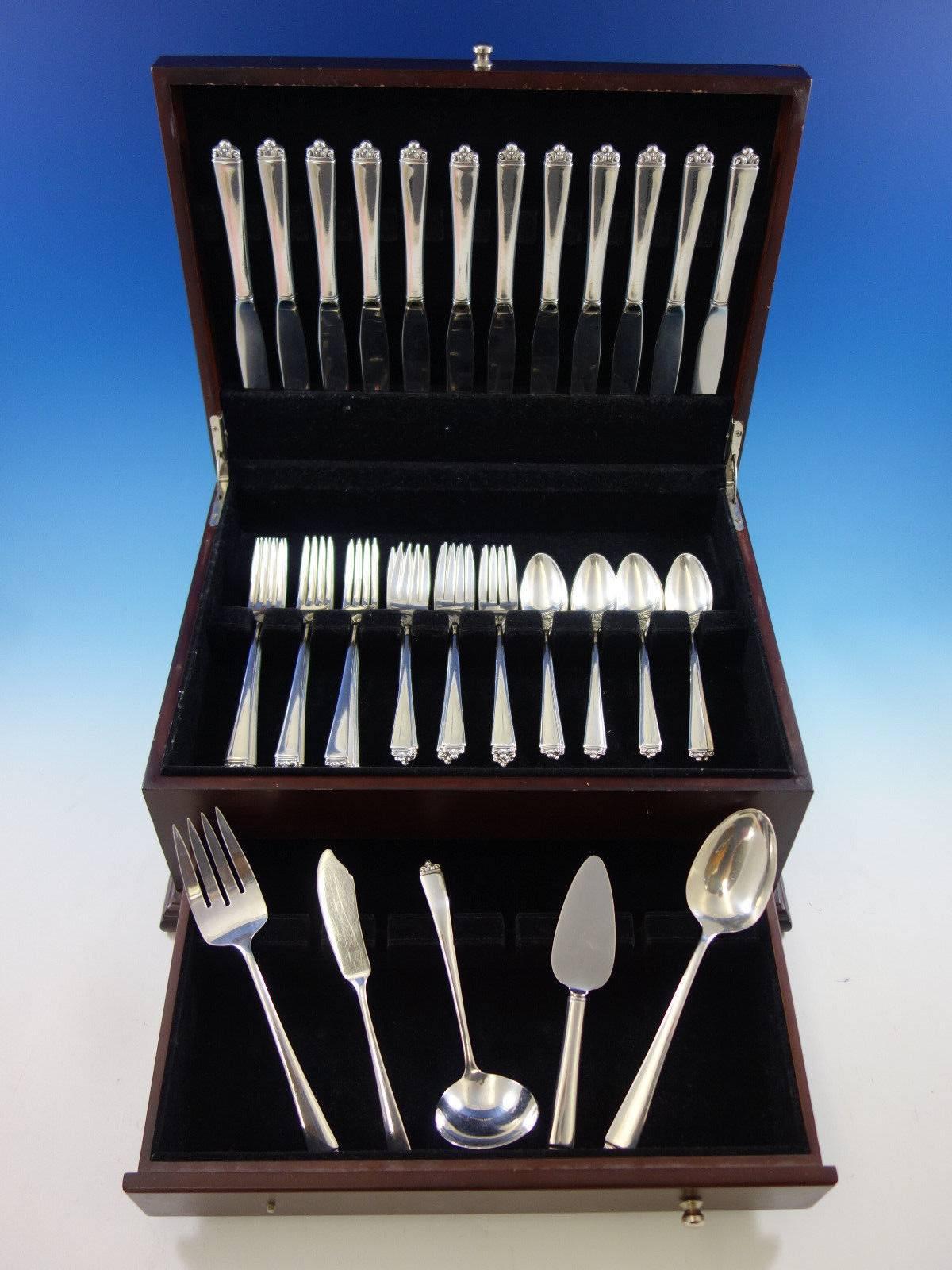 Reigning beauty by Oneida sterling silver flatware set - 53 pieces. This set includes: 12 knives, 8 7/8