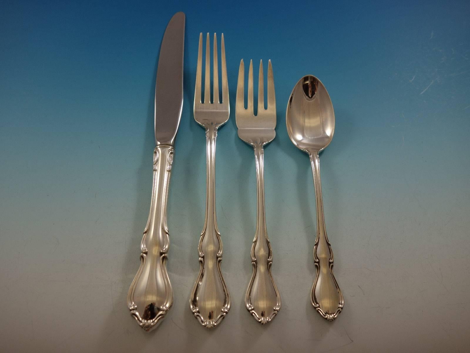 Hampton Court by Reed and Barton Sterling Silver Flatware Set 8 Service 62 Pcs  In Excellent Condition In Big Bend, WI