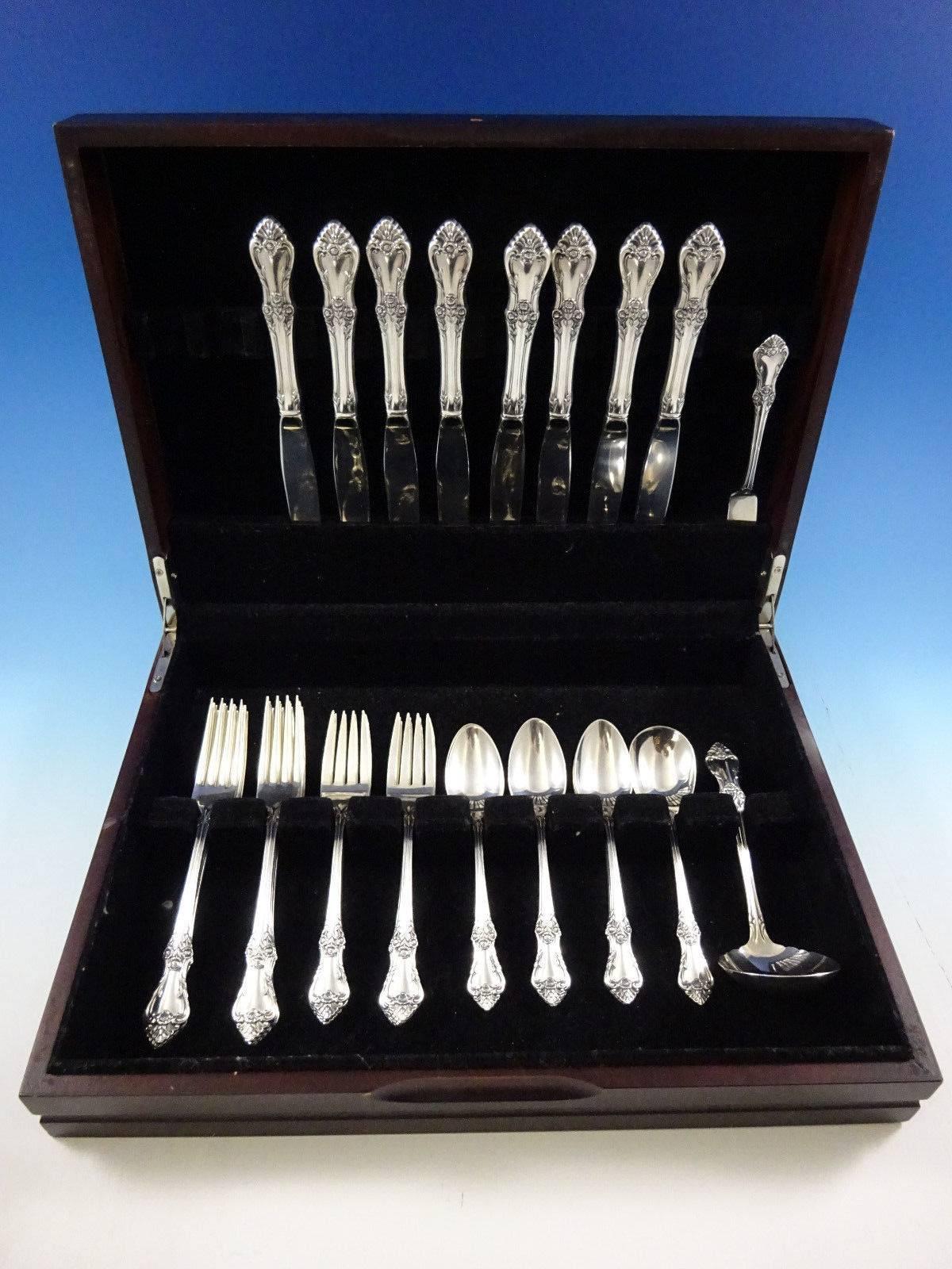 Afterglow by Oneida sterling silver flatware set 35 pieces. This set includes: 

Eight knives, 8 7/8