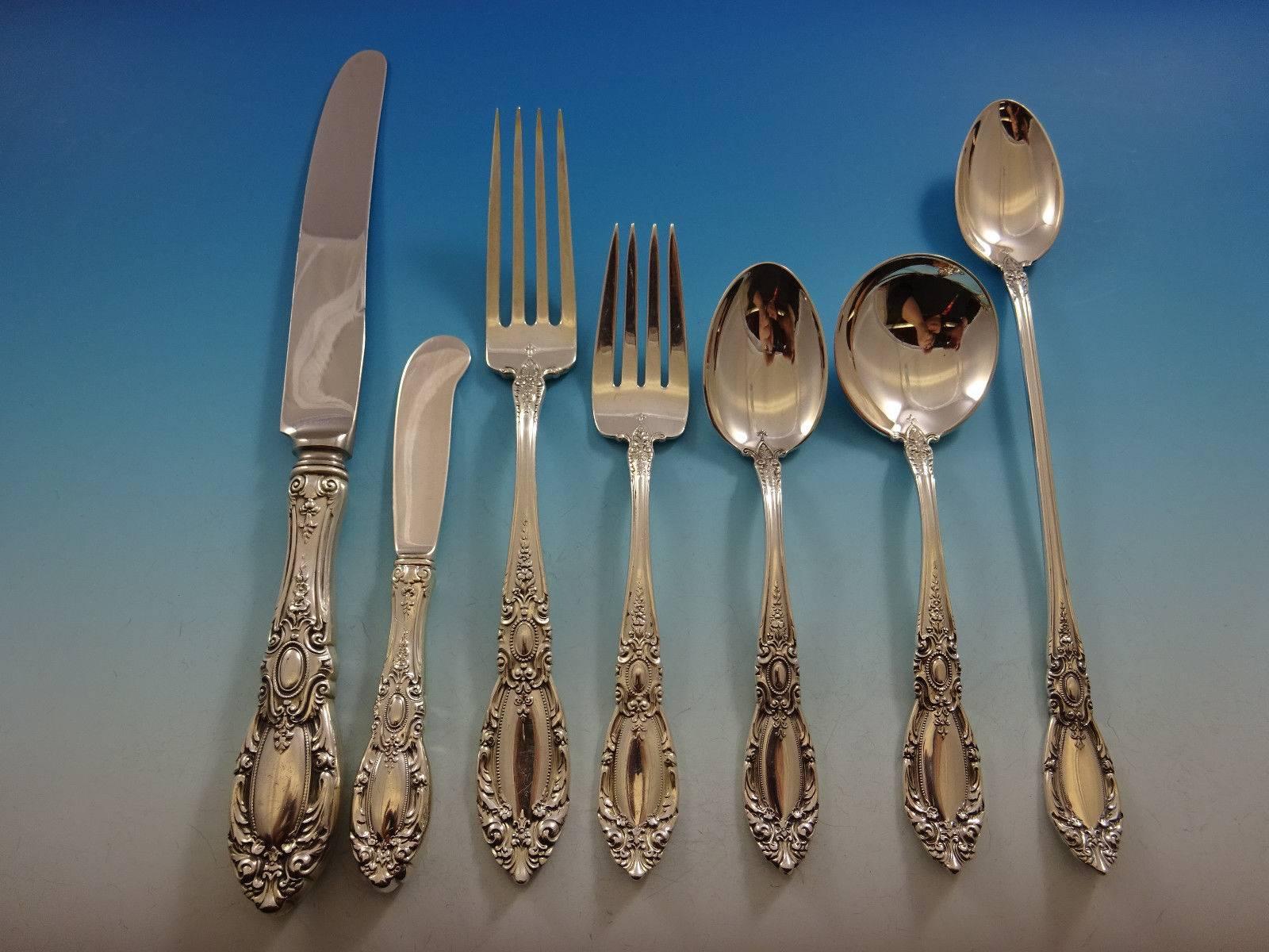 King Richard by Towle Sterling Silver Flatware Set 8 Service 62 Pcs Dinner Size In Excellent Condition For Sale In Big Bend, WI