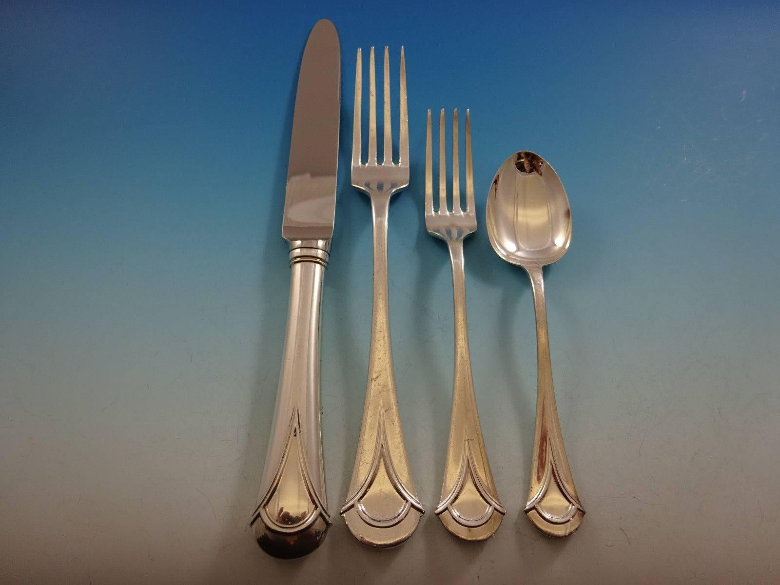 Lui by Bellotto Italy Sterling Silver Flatware Set 8 Service 44 Pieces Dinner In Excellent Condition In Big Bend, WI