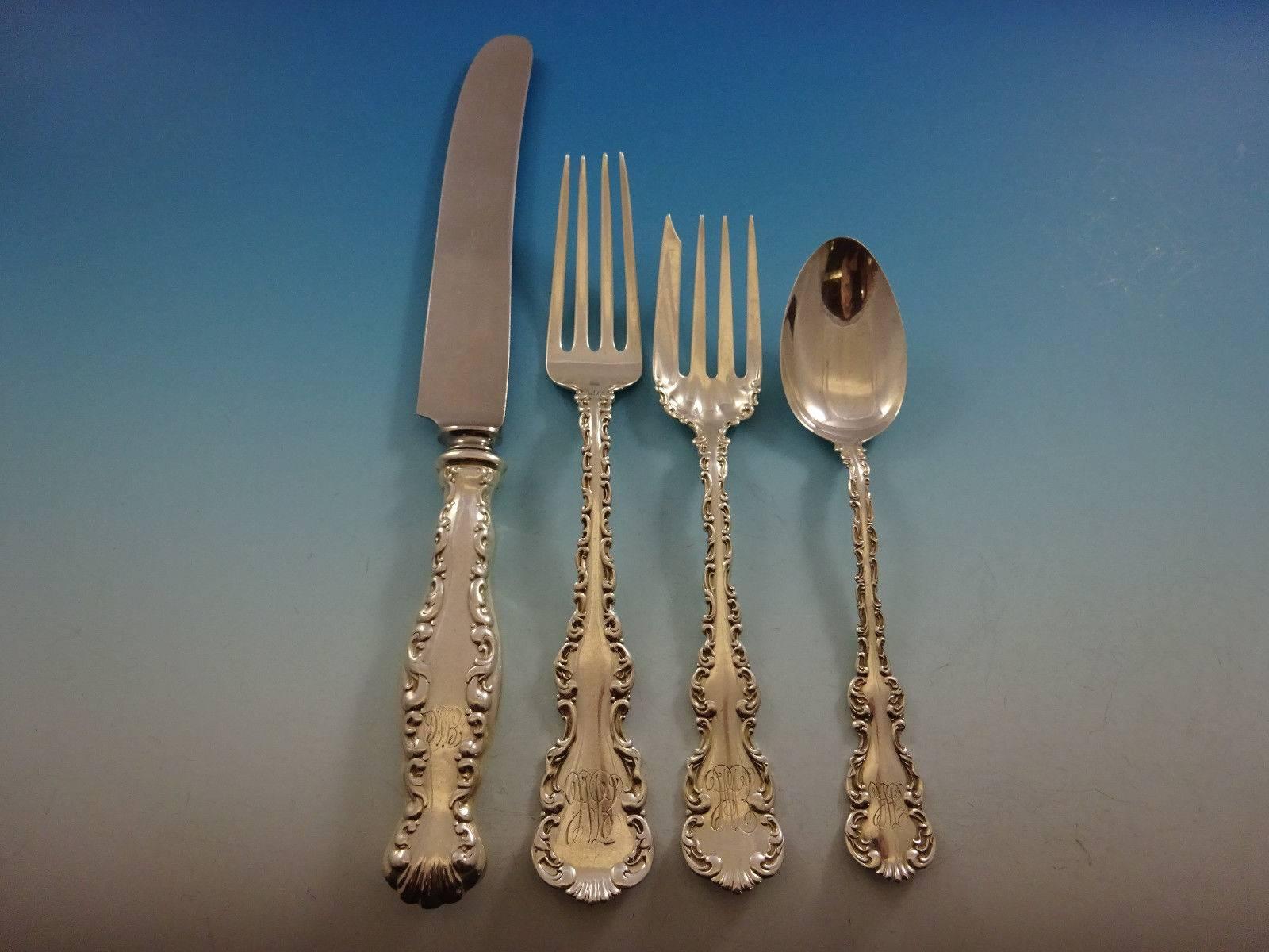 Argent sterling Ensemble de couverts en argent sterling Louis XV de Whiting pour huit personnes, 90 pièces en vente