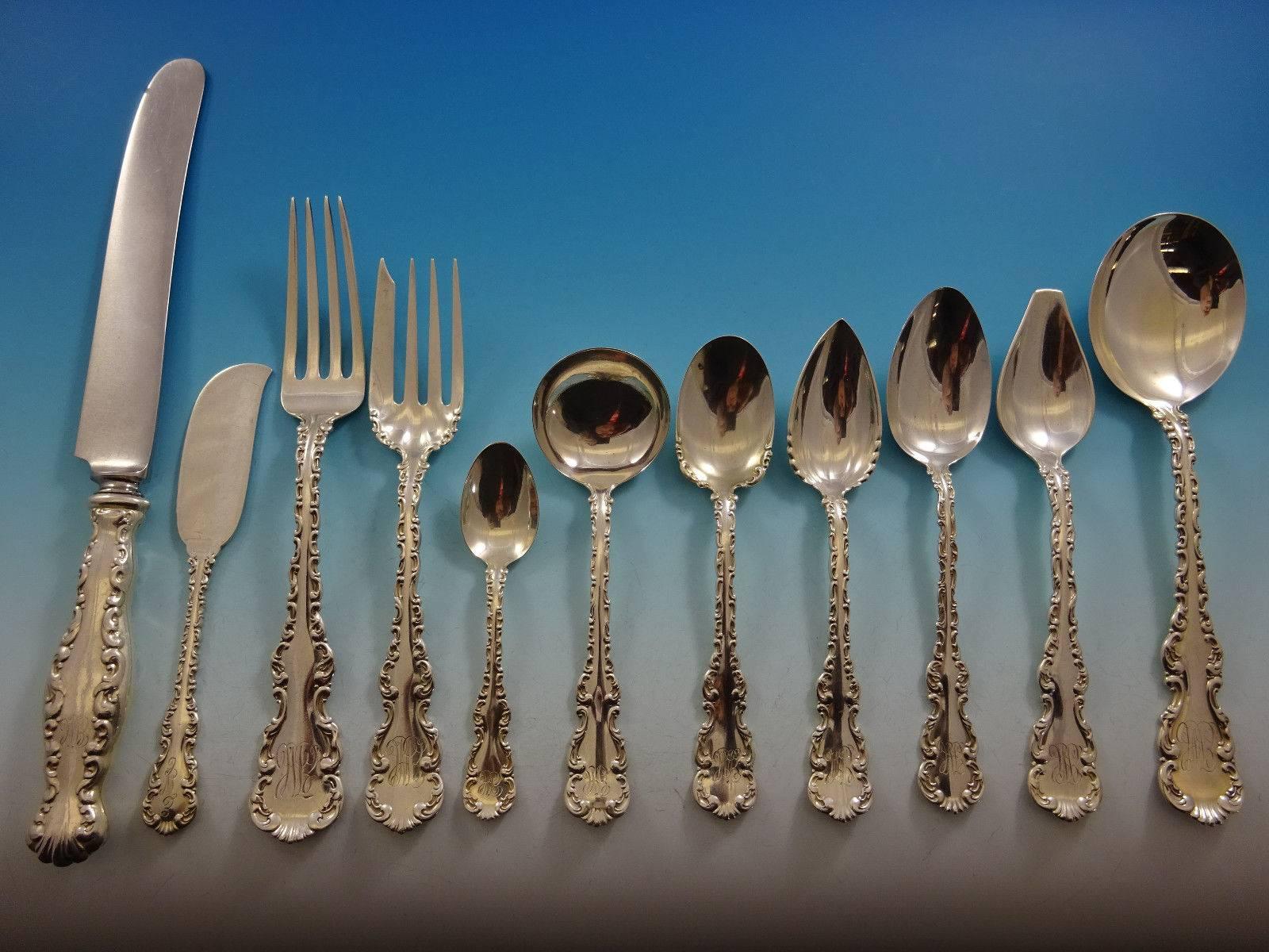 Ensemble de couverts en argent sterling Louis XV de Whiting pour huit personnes, 90 pièces Excellent état - En vente à Big Bend, WI