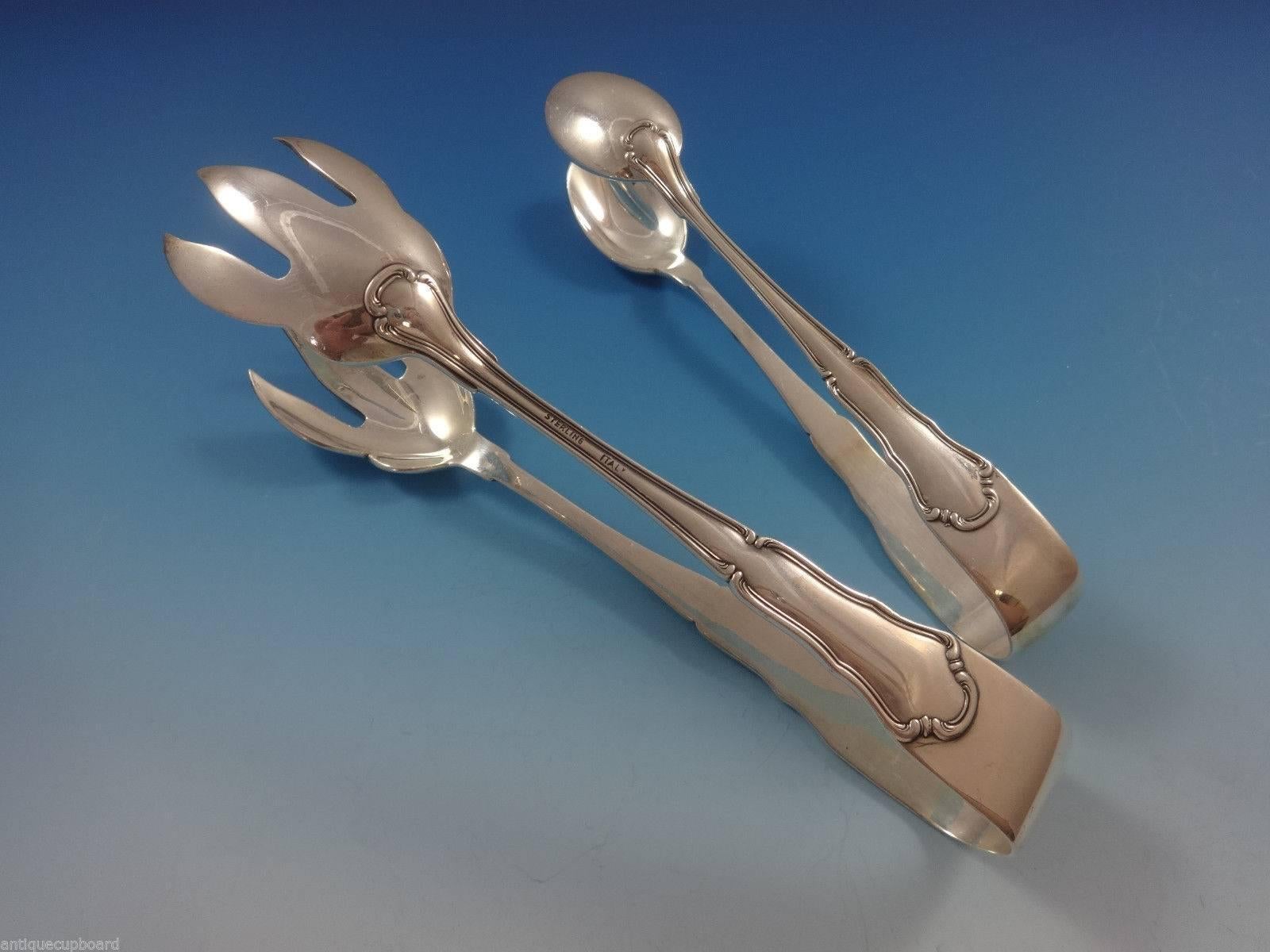 Savoy by Buccellati Sterling Silver Dinner Flatware Set 12 Service 134 Pcs Italy In Excellent Condition In Big Bend, WI