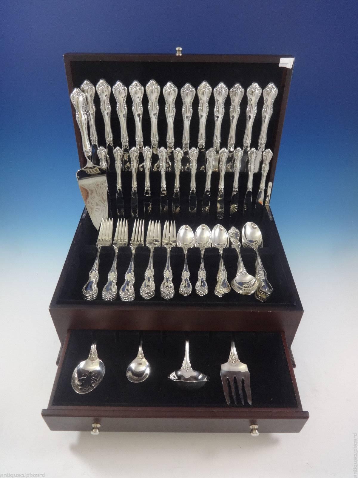 Stunning Debussy by Towle sterling silver flatware set of 77 pieces. This set includes: 

12 knives, 9