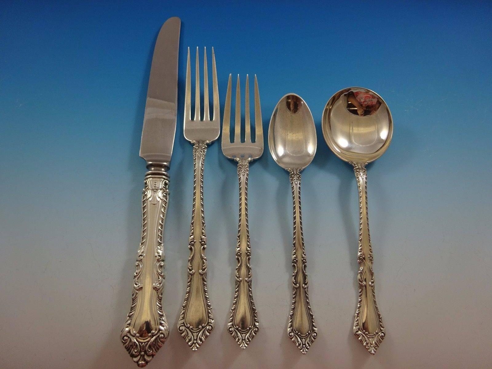 Foxhall by Watson Sterling Silver Flatware Service for 8 Set 56 Pieces In Excellent Condition For Sale In Big Bend, WI