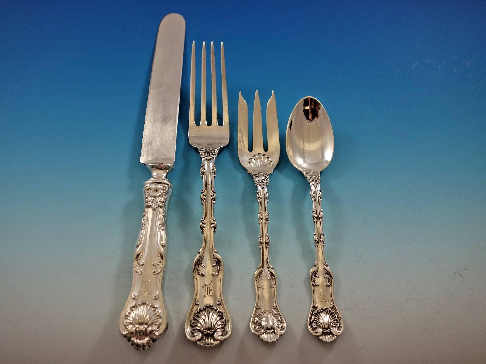 Imperial Queen by Whiting Sterling Silver Flatware 12 Set Service 54 Pcs Dinner In Excellent Condition For Sale In Big Bend, WI