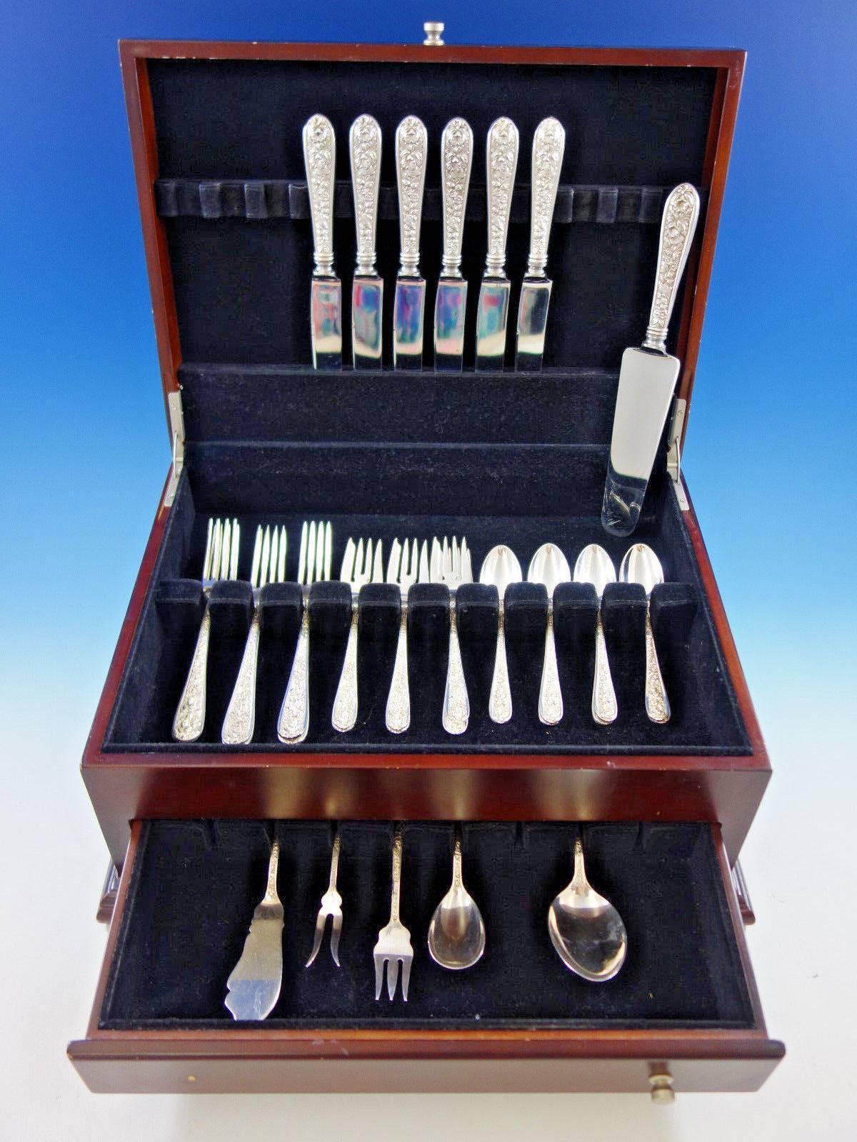 Corsage by Stieff sterling silver flatware set, 30 pieces. Great starter set! This set includes: 

Six knives, 9