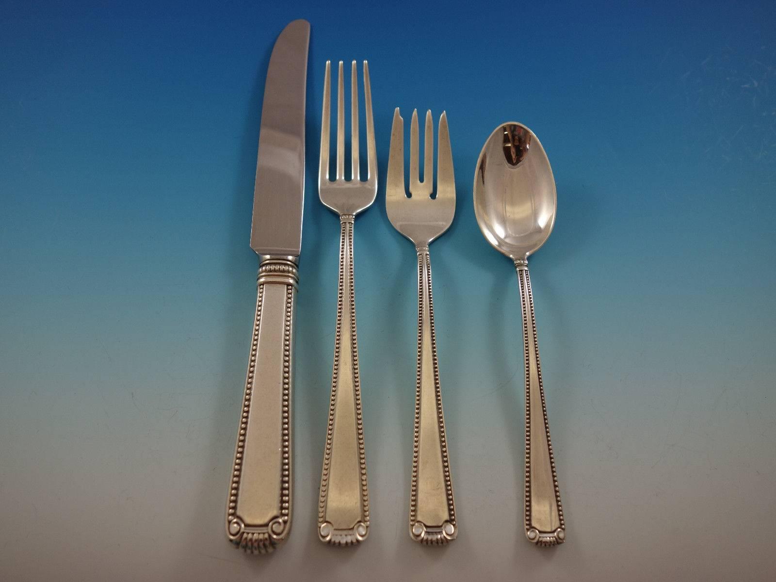 Scroll and Bead by Blackinton Sterling Silver Flatware Set for 12 Service 61 pcs In Excellent Condition In Big Bend, WI