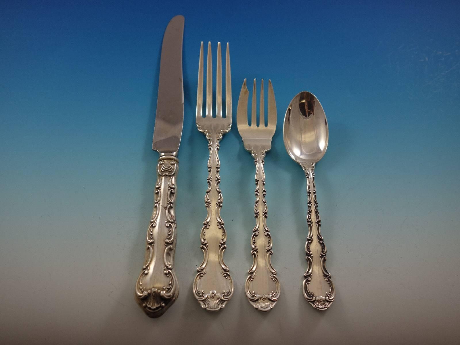 20th Century Strasbourg by Gorham Sterling Silver Flatware Set for 12 Dinner Size and Tea Set