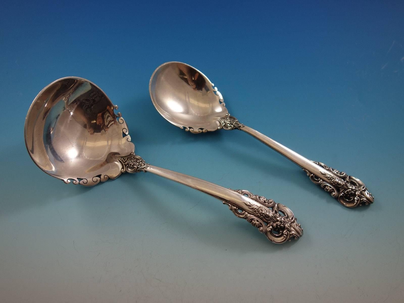 20th Century Grande Baroque by Wallace Sterling Silver Flatware Set 12 Dinner Size + Tea Set