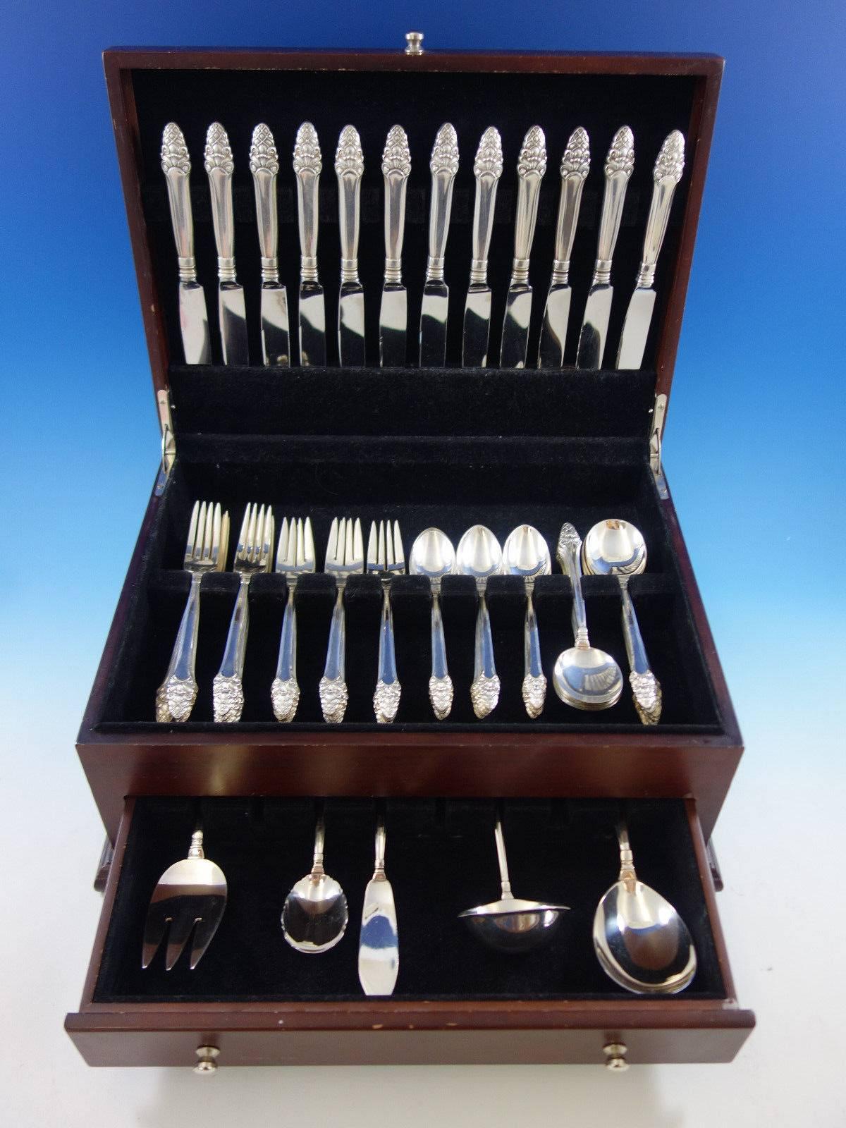 Sovereign Old by Gorham sterling silver flatware set of 65 pieces. This set includes: 

12 knives, 8 7/8