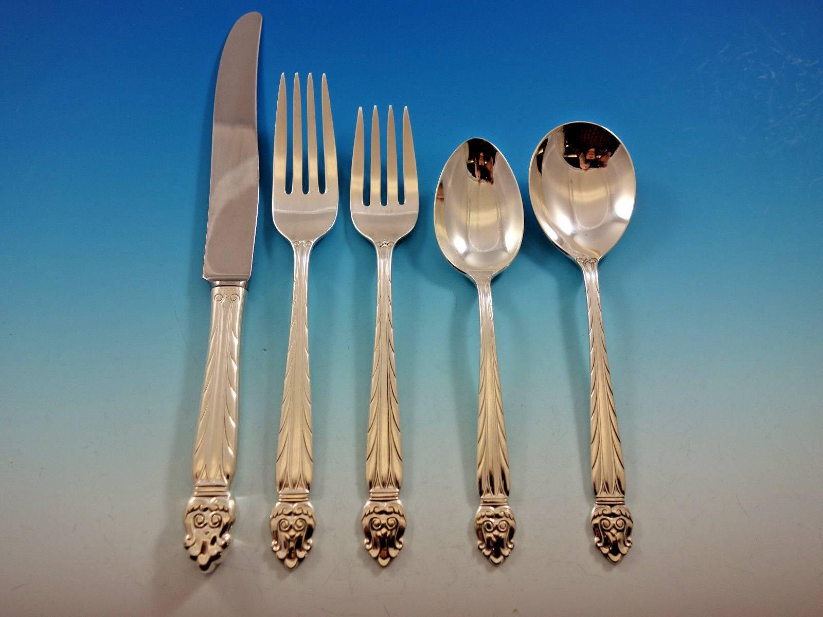 Intermezzo by National Sterling Silver Flatware Set Service 31 Pcs Scandinavian In Excellent Condition For Sale In Big Bend, WI
